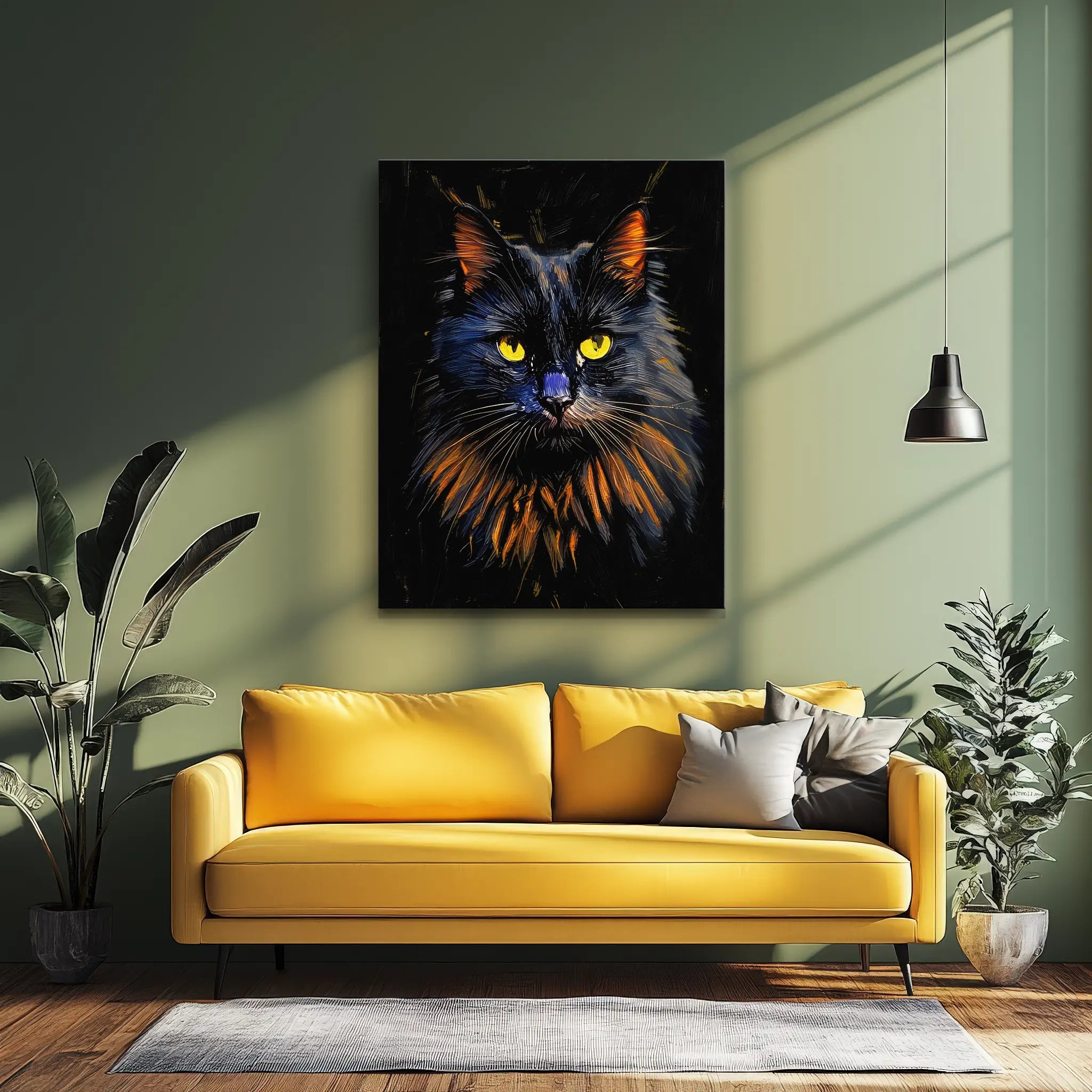 Mysterious Fluffy Black Cat Giclée Print 456041 Visual Wall Art AR3:4V-AR4:5V Giclée Print