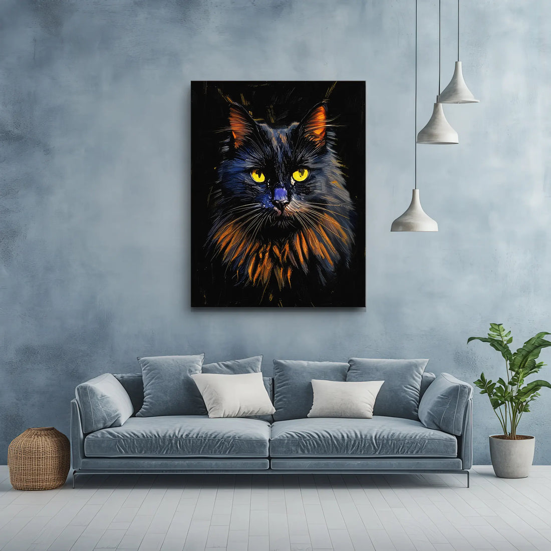 Mysterious Fluffy Black Cat Giclée Print 456041 Visual Wall Art AR3:4V-AR4:5V Giclée Print