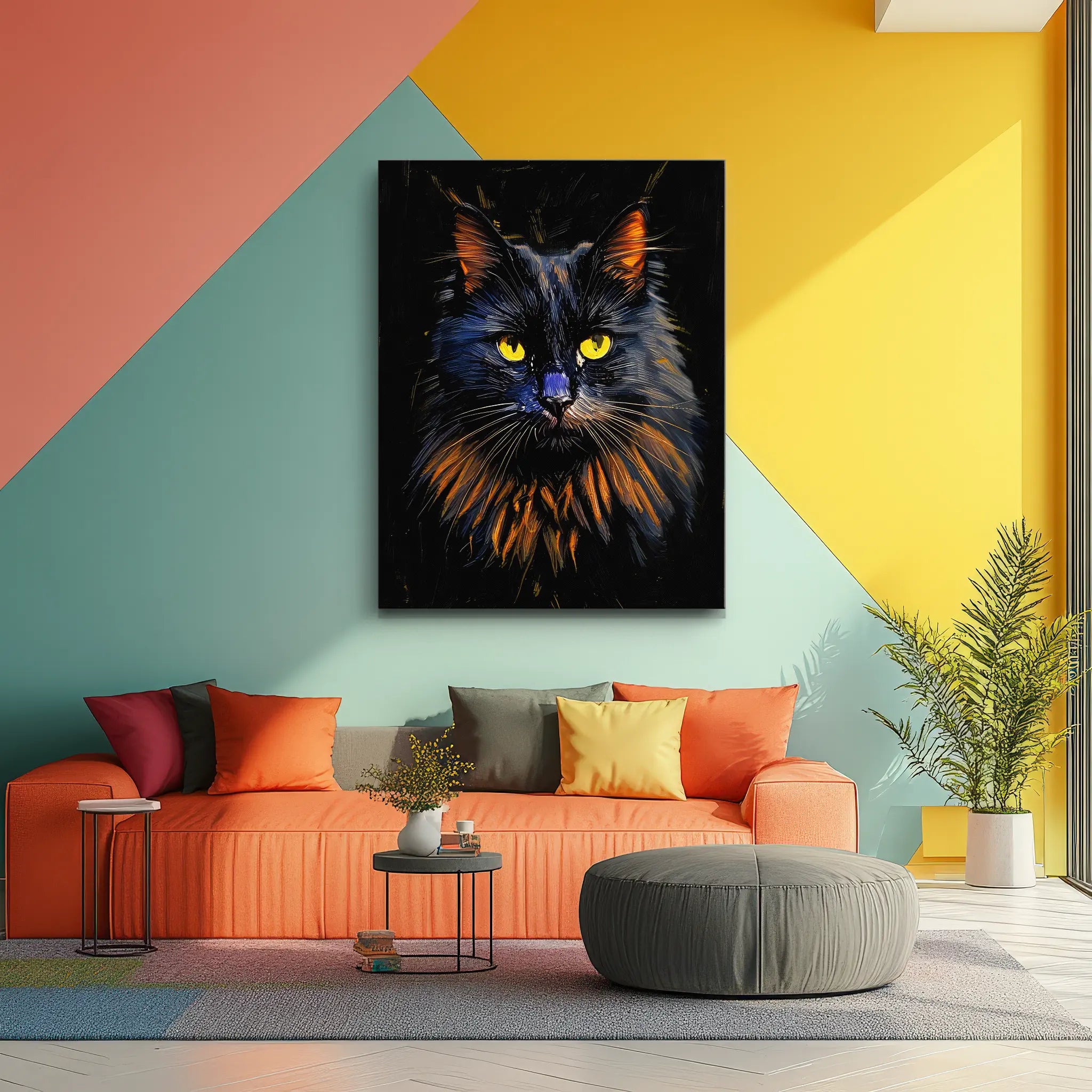 Mysterious Fluffy Black Cat Giclée Print 456041 Visual Wall Art AR3:4V-AR4:5V Giclée Print