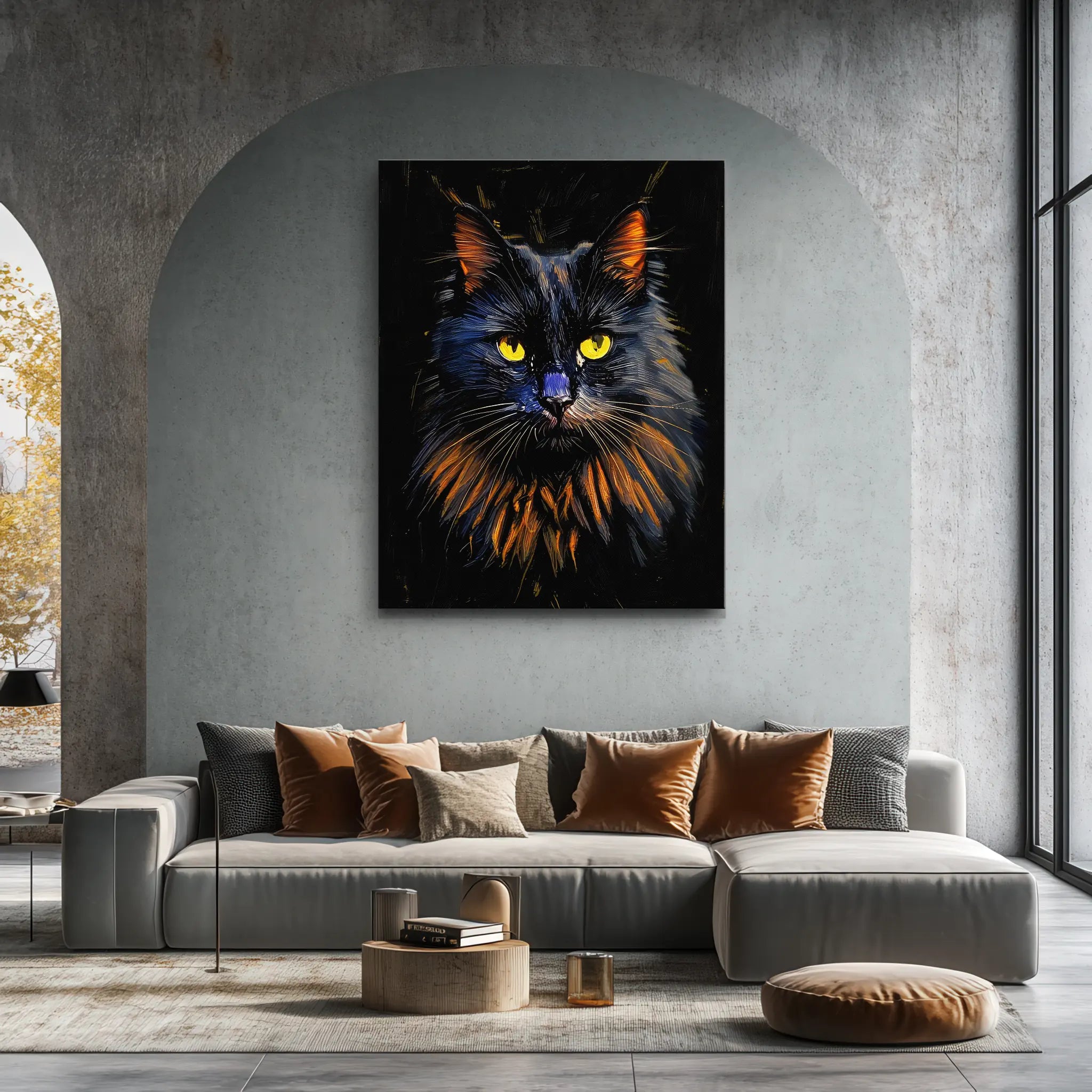 Mysterious Fluffy Black Cat Giclée Print 456041 Visual Wall Art AR3:4V-AR4:5V Giclée Print