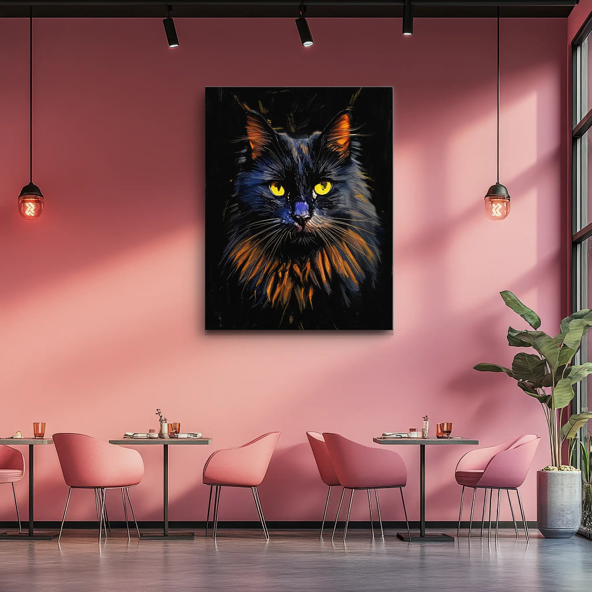 Mysterious Fluffy Black Cat Giclée Print 456041 Visual Wall Art AR3:4V-AR4:5V Giclée Print