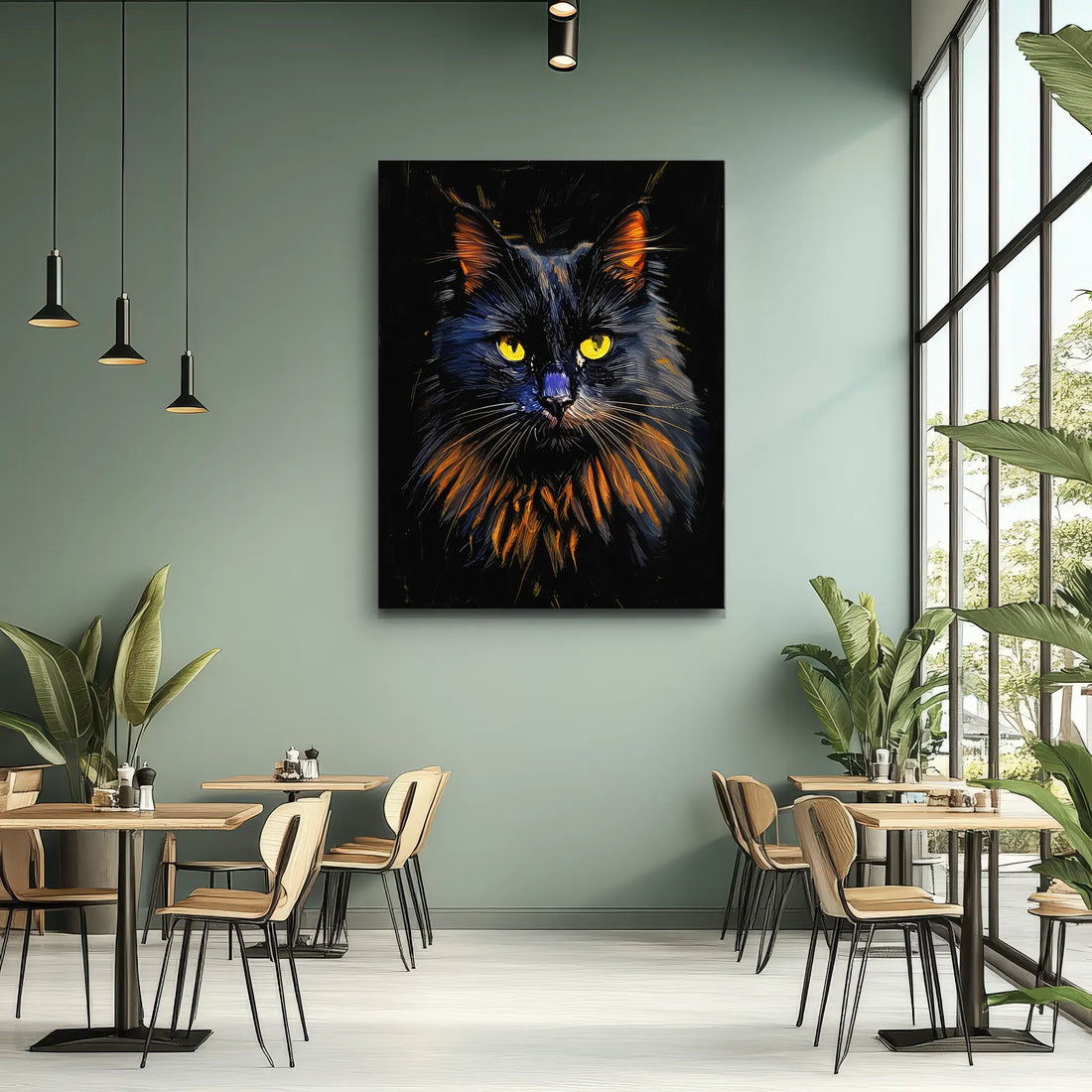 Mysterious Fluffy Black Cat Giclée Print 456041 Visual Wall Art AR3:4V-AR4:5V Giclée Print
