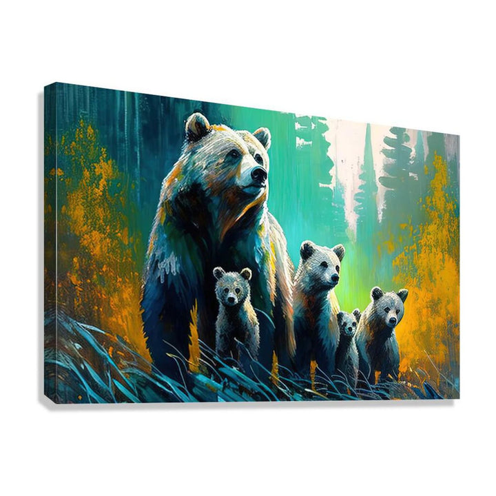 New Born Grizzlies, Brown Bears Cubs , Animal Art Print 32301 Giclée Stretched Canvas Print Visual Wall Art