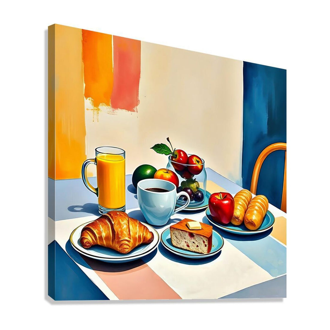 Nice And Pleasant Breakfast Still Life 11917 Giclée Stretched Canvas Print Visual Wall Art