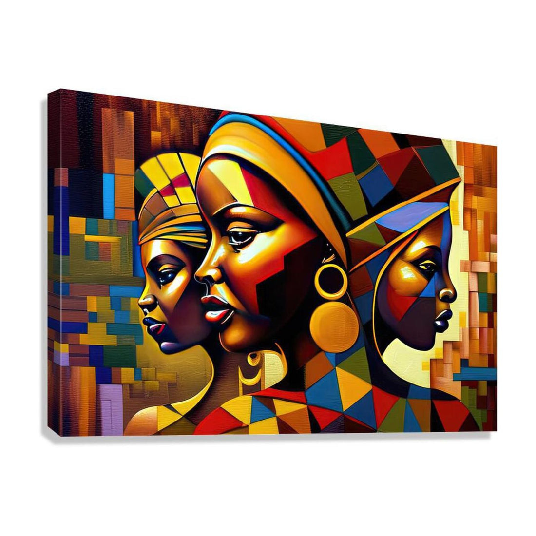 Nuer-Songhai, Ethnic Abstract Art Print 32115 Giclée Stretched Canvas Print Visual Wall Art