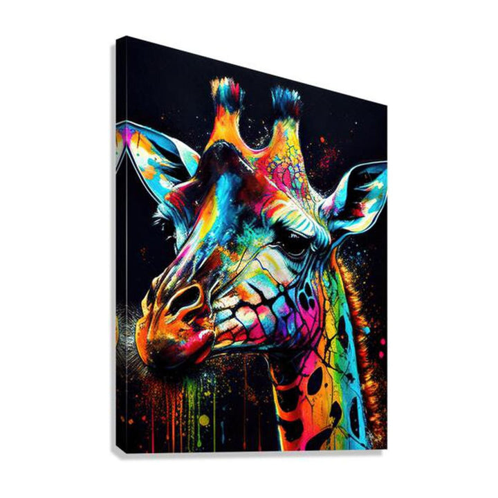 Okapi Giraffe Ink Splatter, Animal Art Print 34103 Giclée Stretched Canvas Print Visual Wall Art