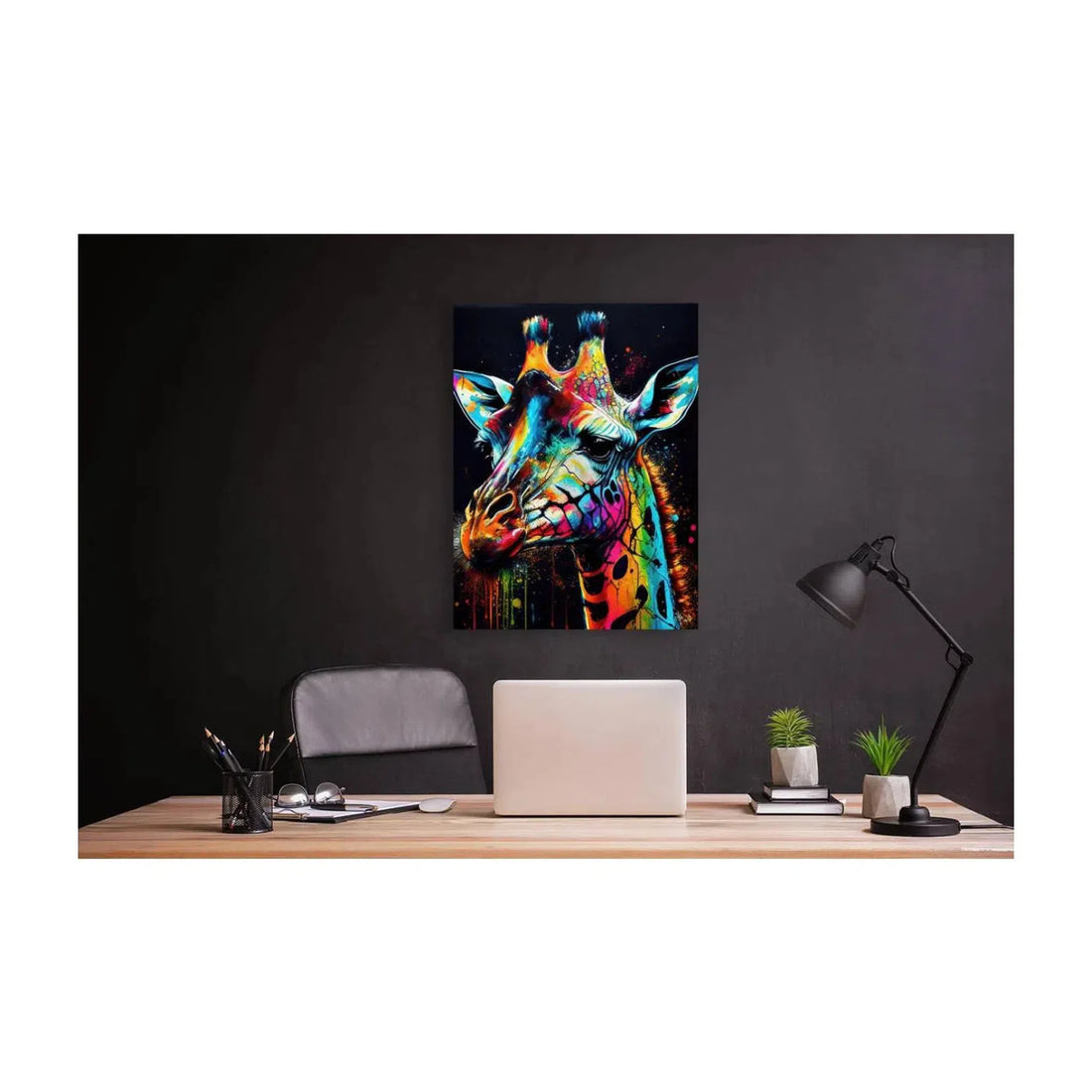 Okapi Giraffe Ink Splatter, Animal Art Print 34103 Visual Wall Art