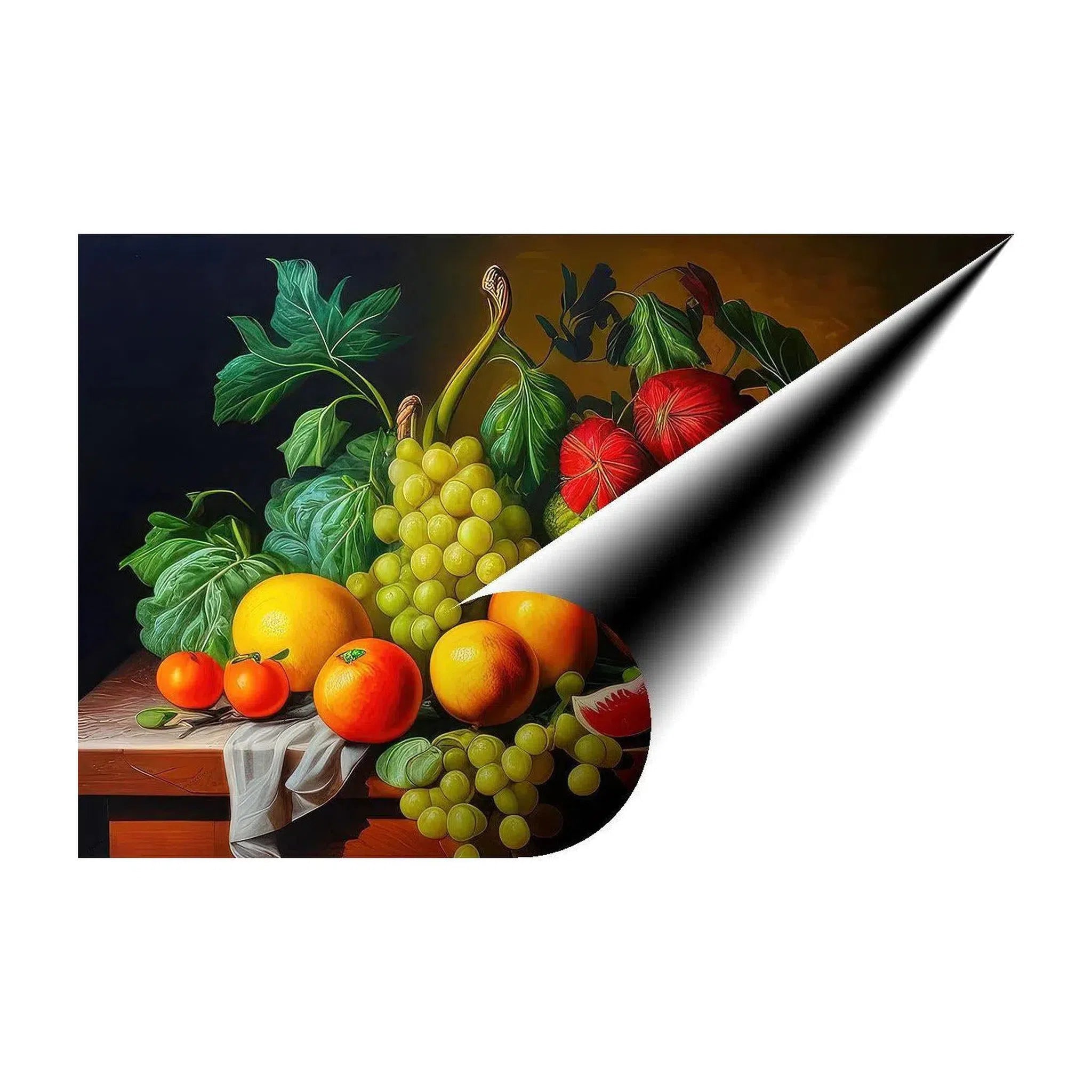 Oranges With Grape Vine, Still Life Nature Art Print 32618 Giclée Fine Art Matte Paper Print Visual Wall Art