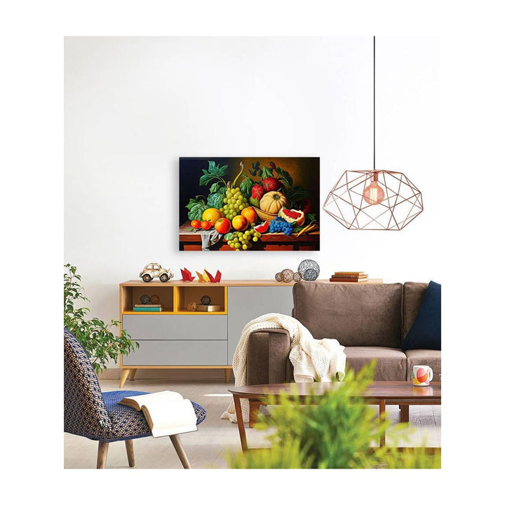 Oranges With Grape Vine, Still Life Nature Art Print 32618 Visual Wall Art