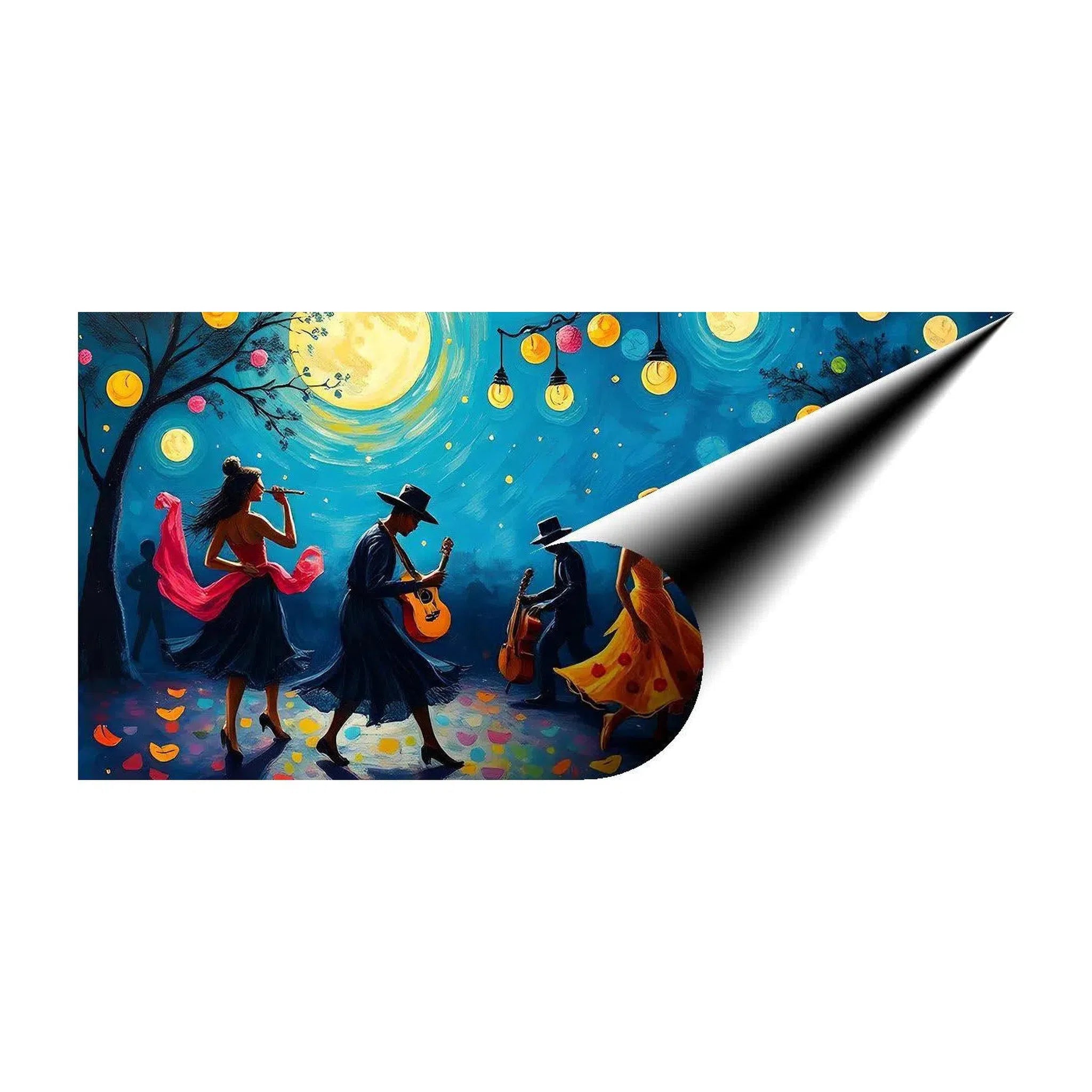 Outdoor Fun Dancing Moonlight, Abstract Art Print 21702 Giclée Fine Art Matte Paper Print Visual Wall Art