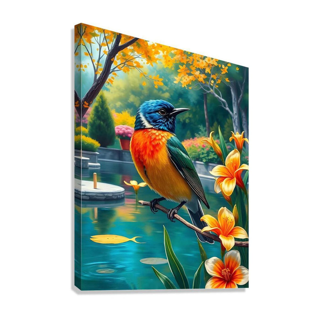 Painted Bunting Passerina Ciris, Bird Art Print 34203 Giclée Stretched Canvas Print Visual Wall Art