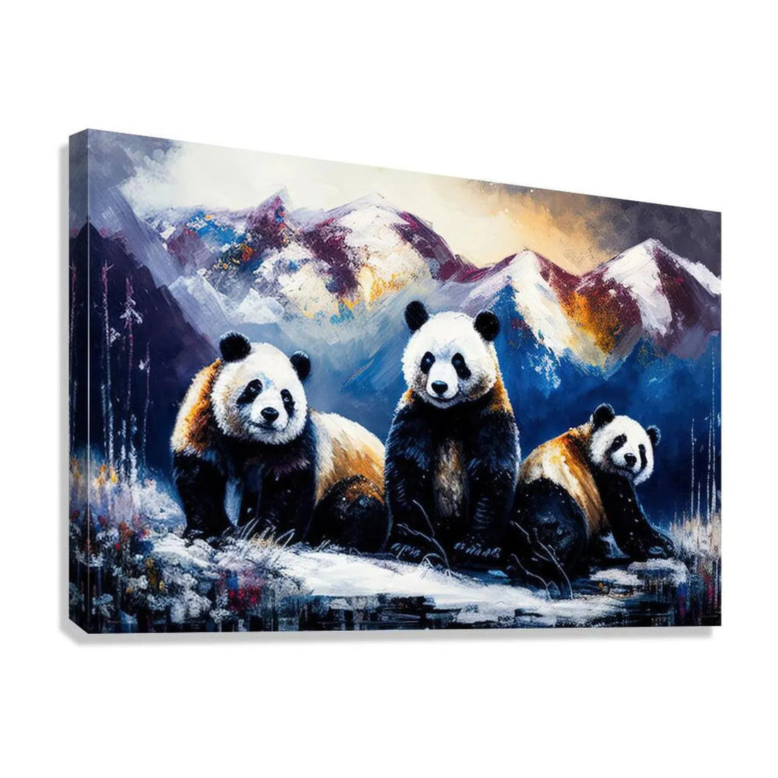 Pandas At Cold Mountains, Animal Art Print 32902 Giclée Stretched Canvas Print Visual Wall Art