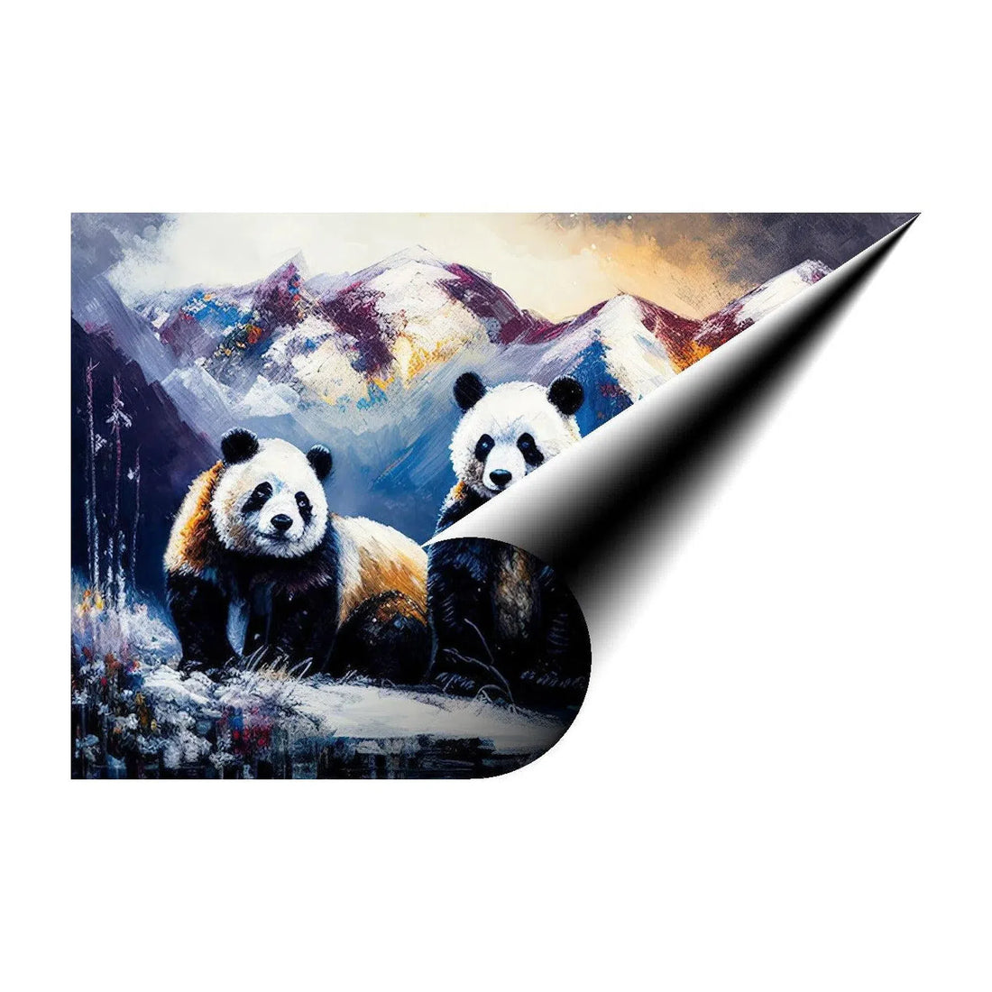 Pandas At Cold Mountains, Animal Art Print 32902 Giclée Rolled Canvas Print Visual Wall Art