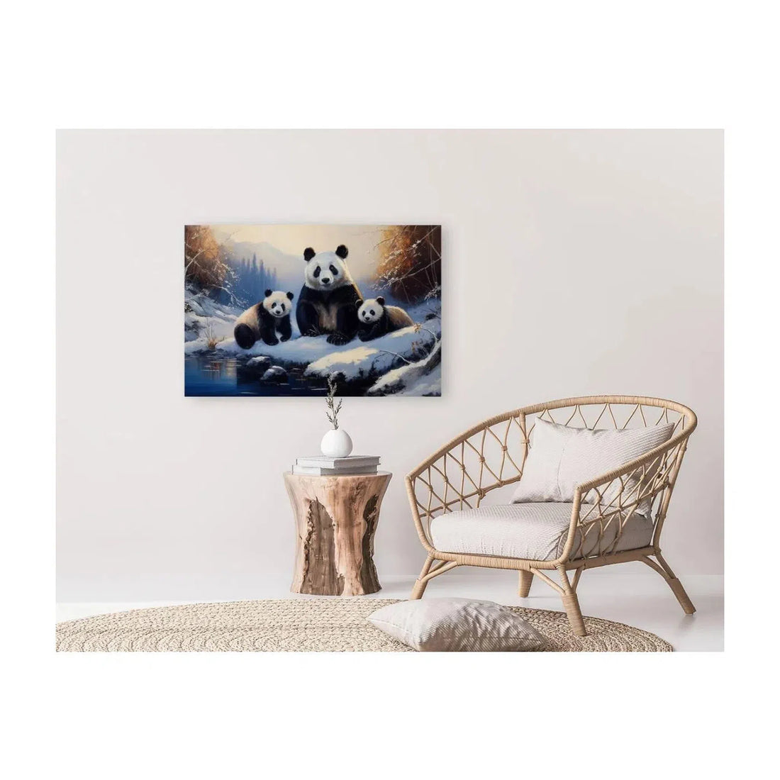 Pandas Near River , Animal Art Print 32901 Visual Wall Art