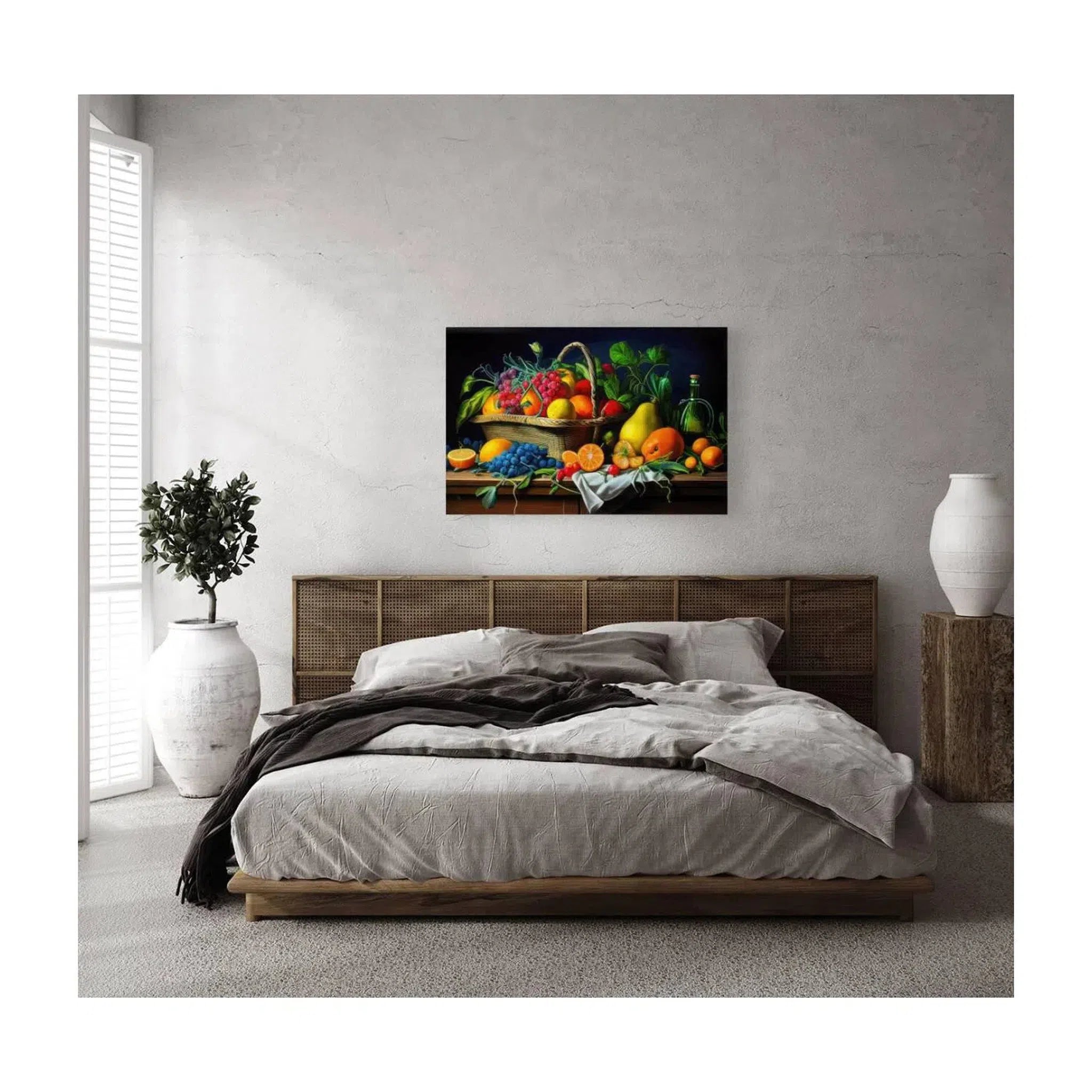 Pannier Of Fruits And Leaves, Still Life Nature Art Print 32622 Visual Wall Art