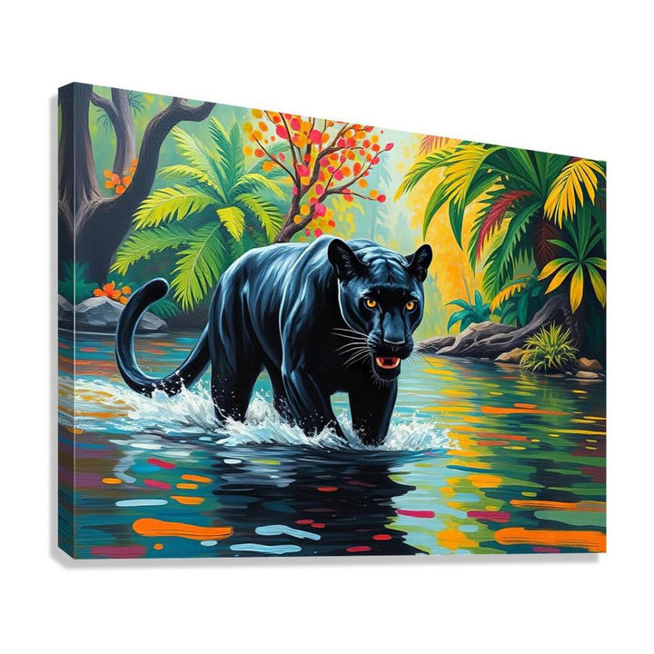 Panthera Pardus Panther Hunting, Animal Art Print 43839 Giclée Stretched Canvas Print Visual Wall Art