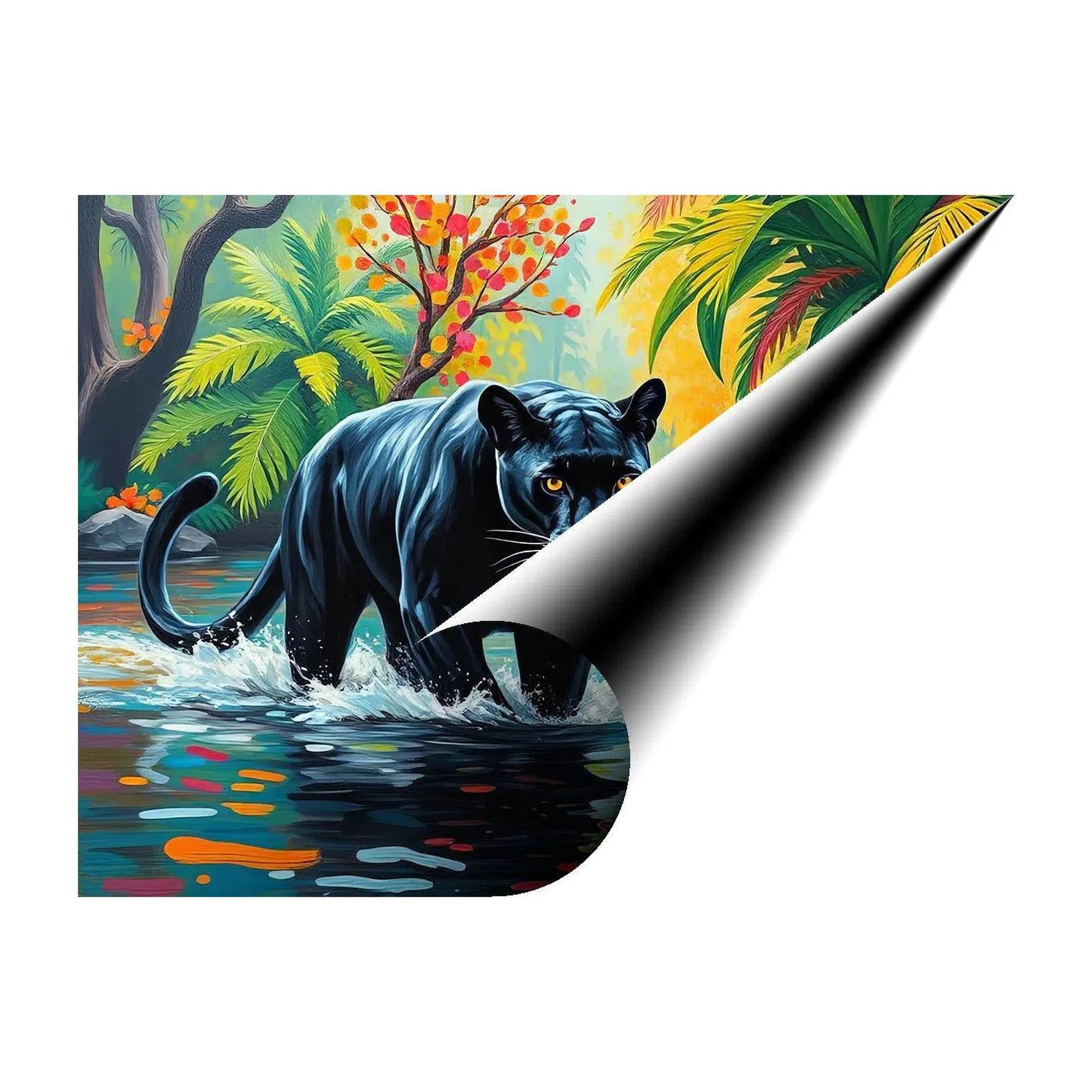 Panthera Pardus Panther Hunting, Animal Art Print 43839 Giclée Rolled Canvas Print Visual Wall Art