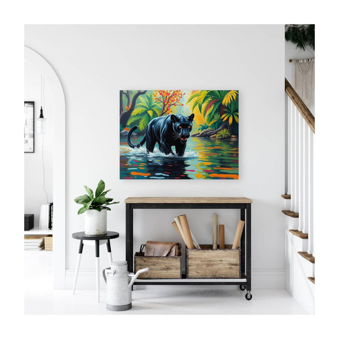 Panthera Pardus Panther Hunting, Animal Art Print 43839 Visual Wall Art