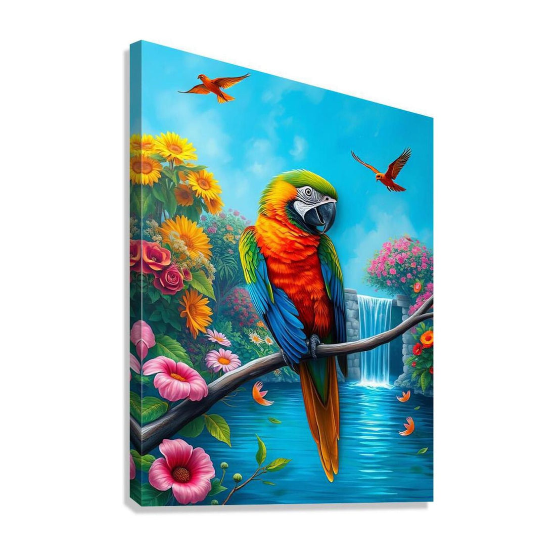 Parrot Psittaciformes Sitting, Bird Art Print 34256 Giclée Stretched Canvas Print Visual Wall Art