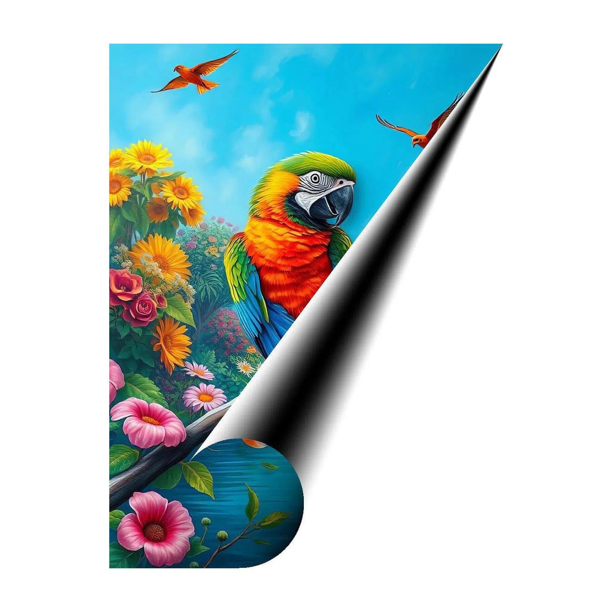 Parrot Psittaciformes Sitting, Bird Art Print 34256 Giclée Rolled Canvas Print Visual Wall Art