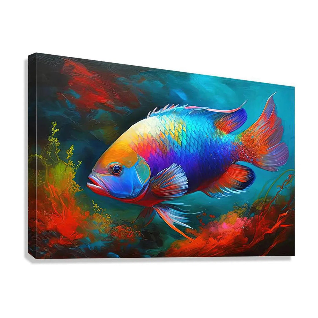 Parrotfish Wading In Deep Water, Fish Art Print 32401 Giclée Stretched Canvas Print Visual Wall Art