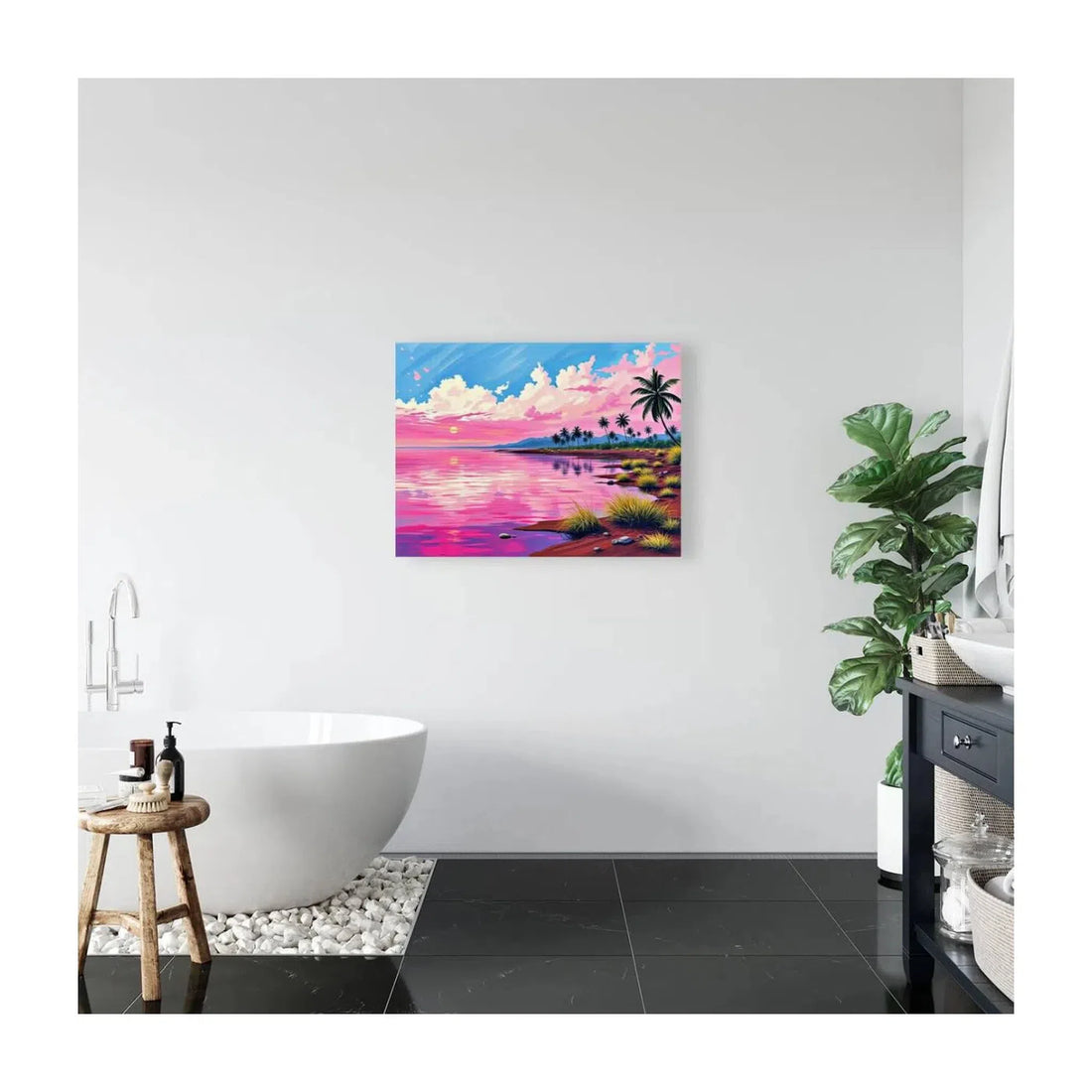 Pastel Pink Lake Nature Art Print 43742 Visual Wall Art