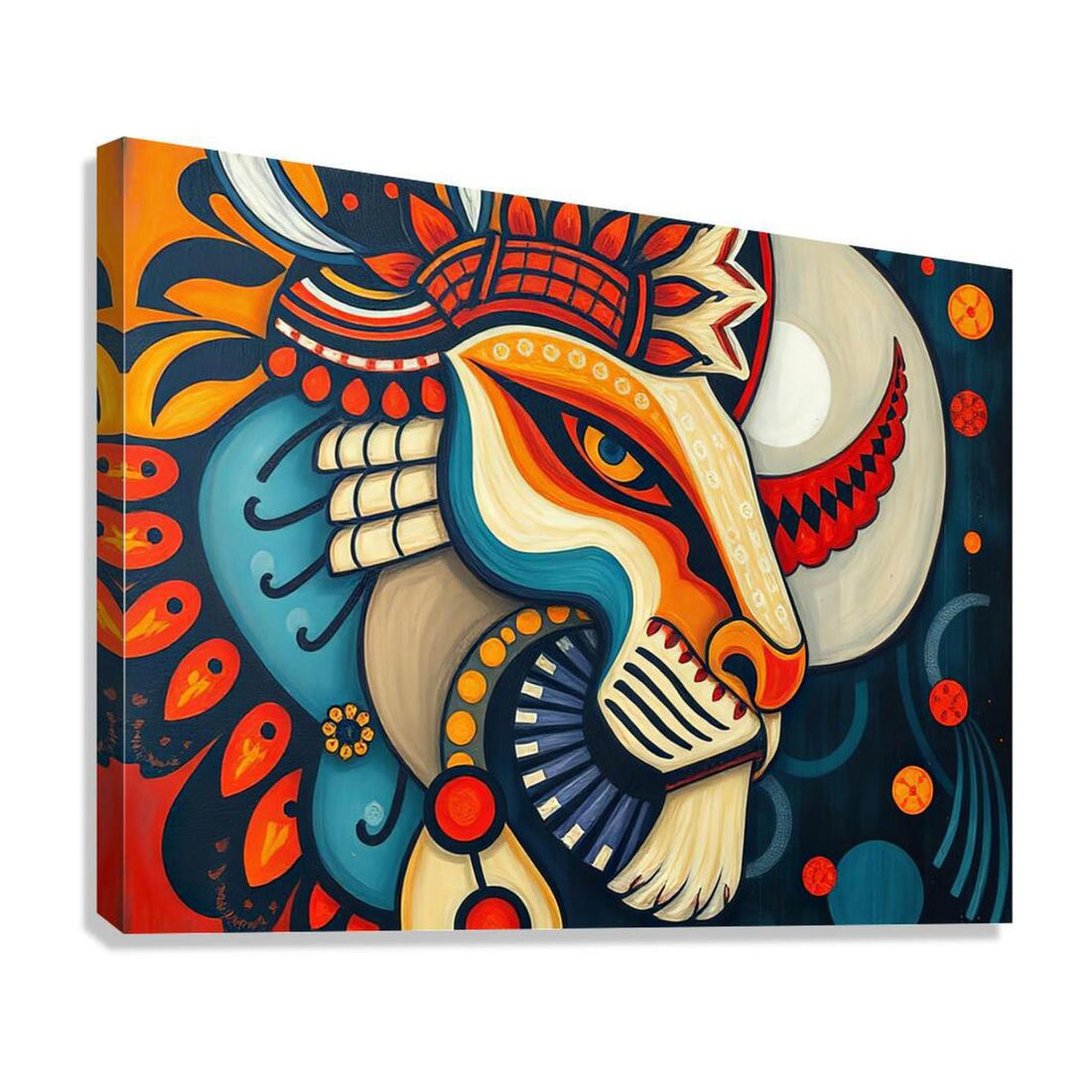 Patterned Lion, Abstract Art Print 43642 Giclée Stretched Canvas Print Visual Wall Art