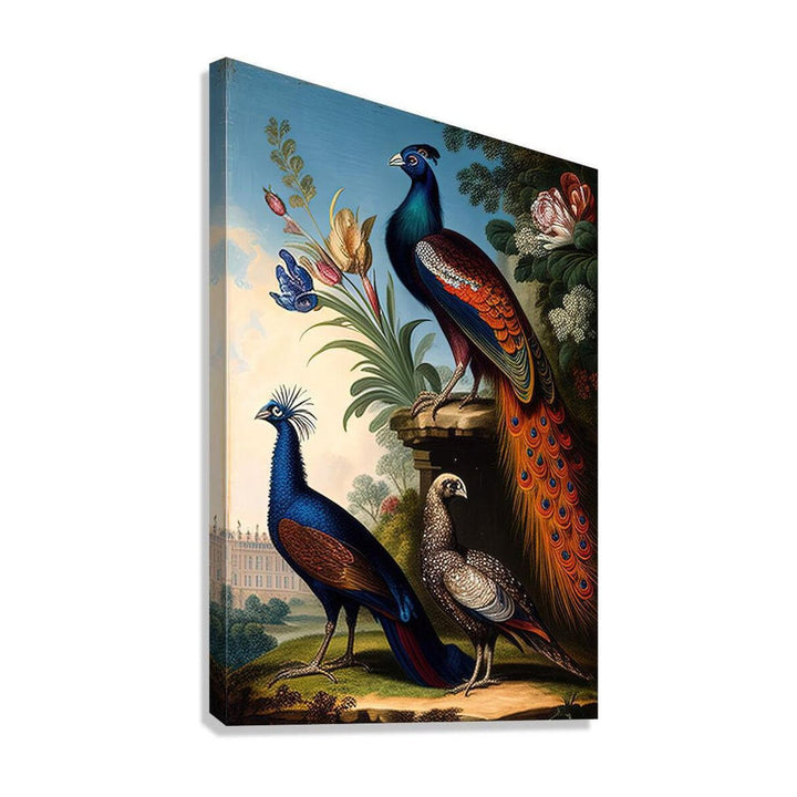 Peacock Hen, Male Pheasant, Bird Art Print 23403 Giclée Stretched Canvas Print Visual Wall Art