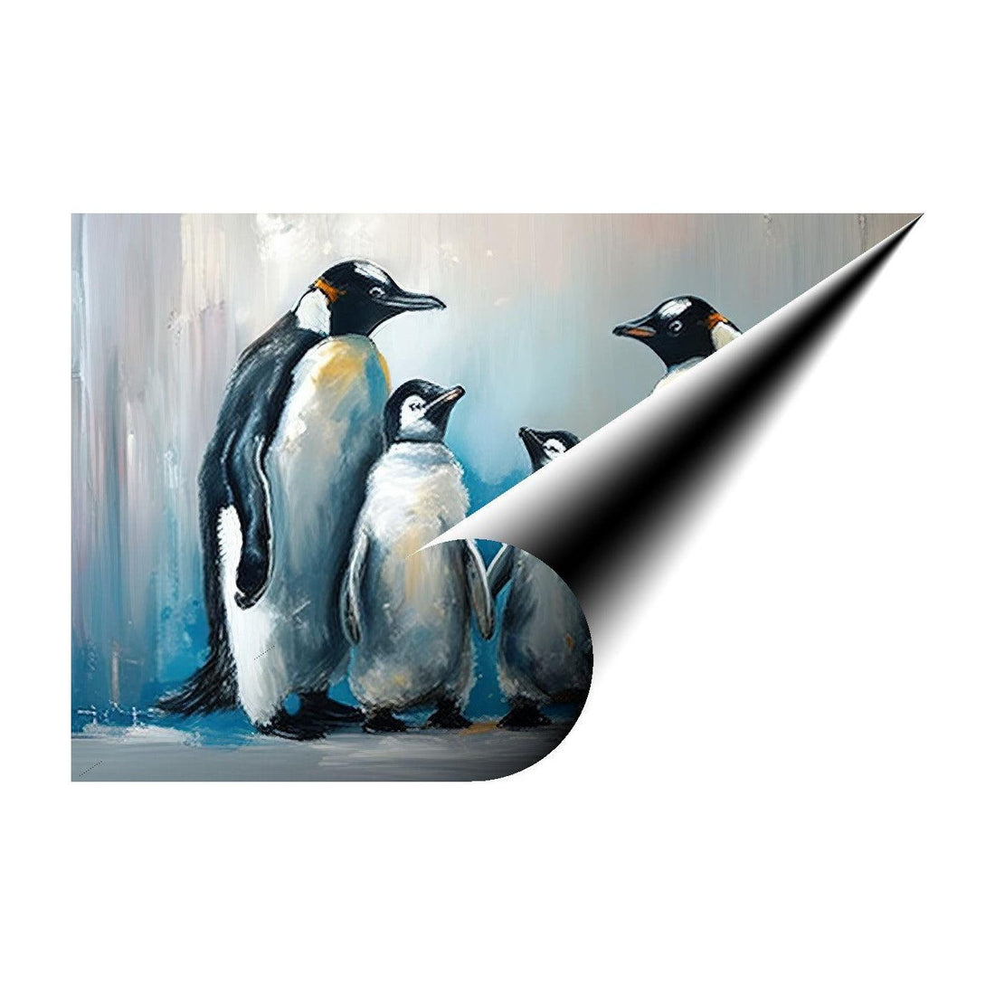 Penguins And Chick In Freezing Cold, Animal Art Print 32400 Giclee Rolled Canvas Print Visual Wall Art