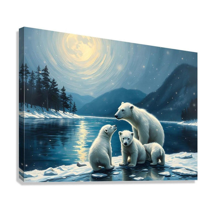 Polar Bear Cubs, Animal Art Print 43301 Giclée Stretched Canvas Print Visual Wall Art