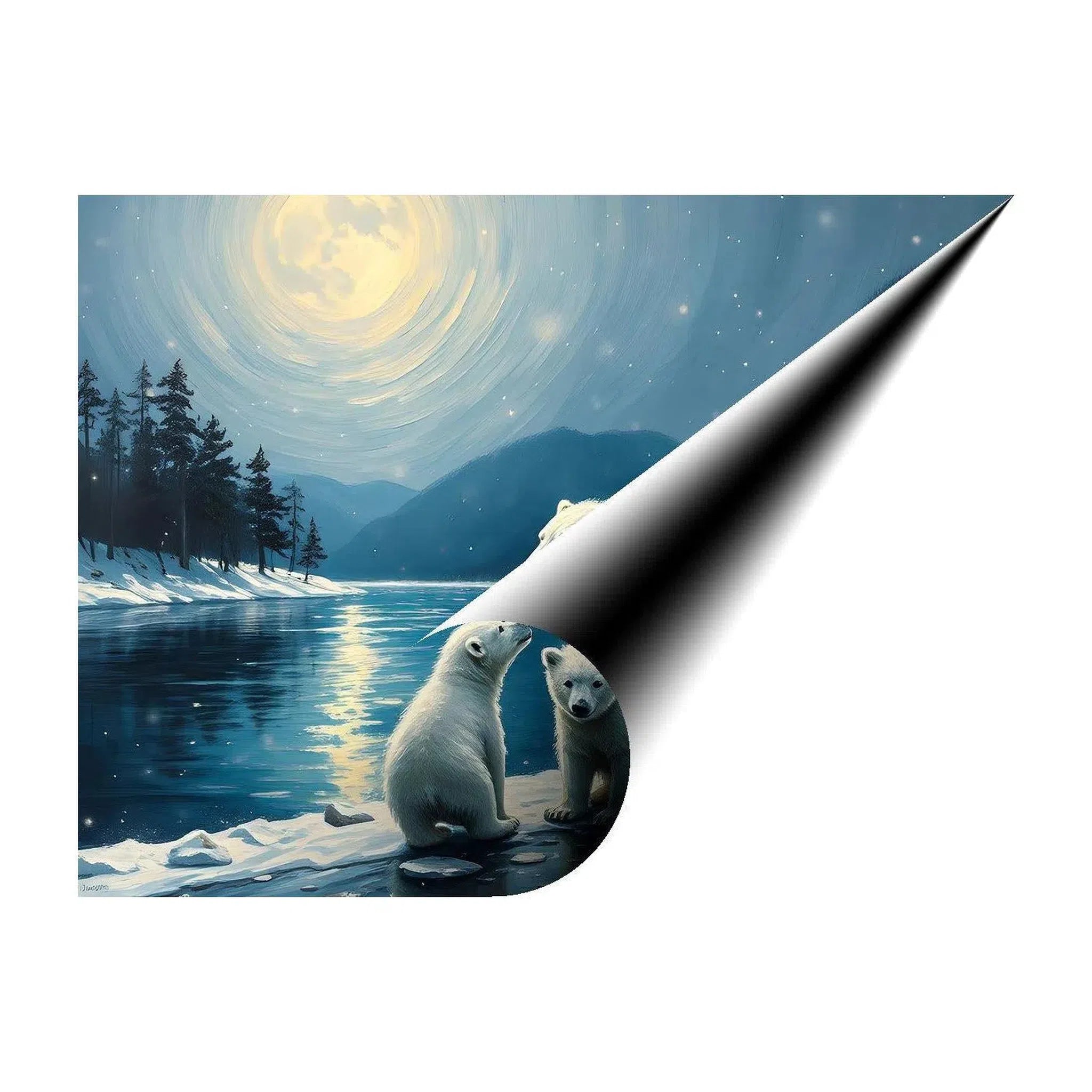 Polar Bear Cubs, Animal Art Print 43301 Giclée Fine Art Matte Paper Print Visual Wall Art