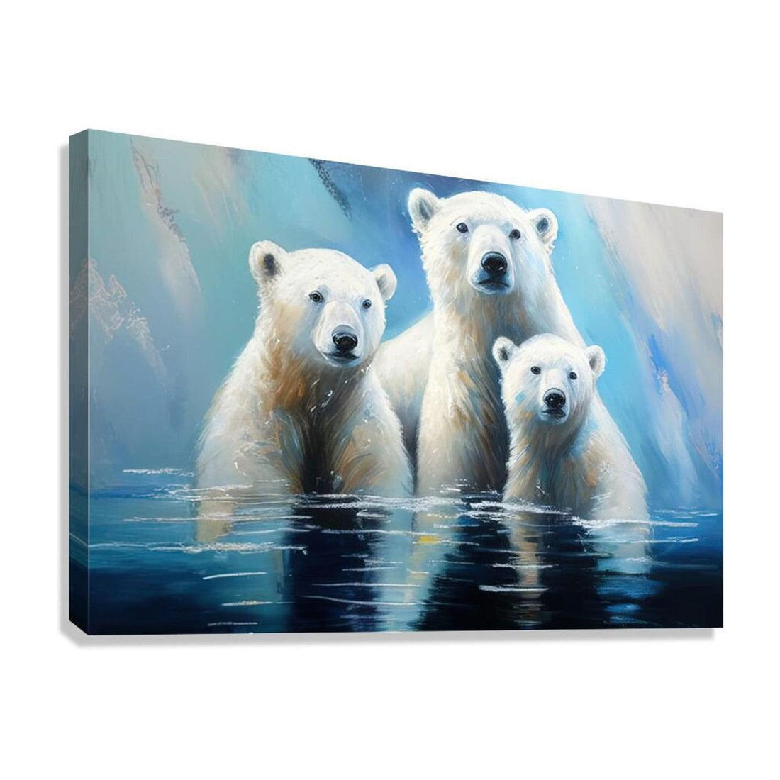 Polar Bear Cubs In Winter, Animal Art Print 32100 Giclée Stretched Canvas Print Visual Wall Art