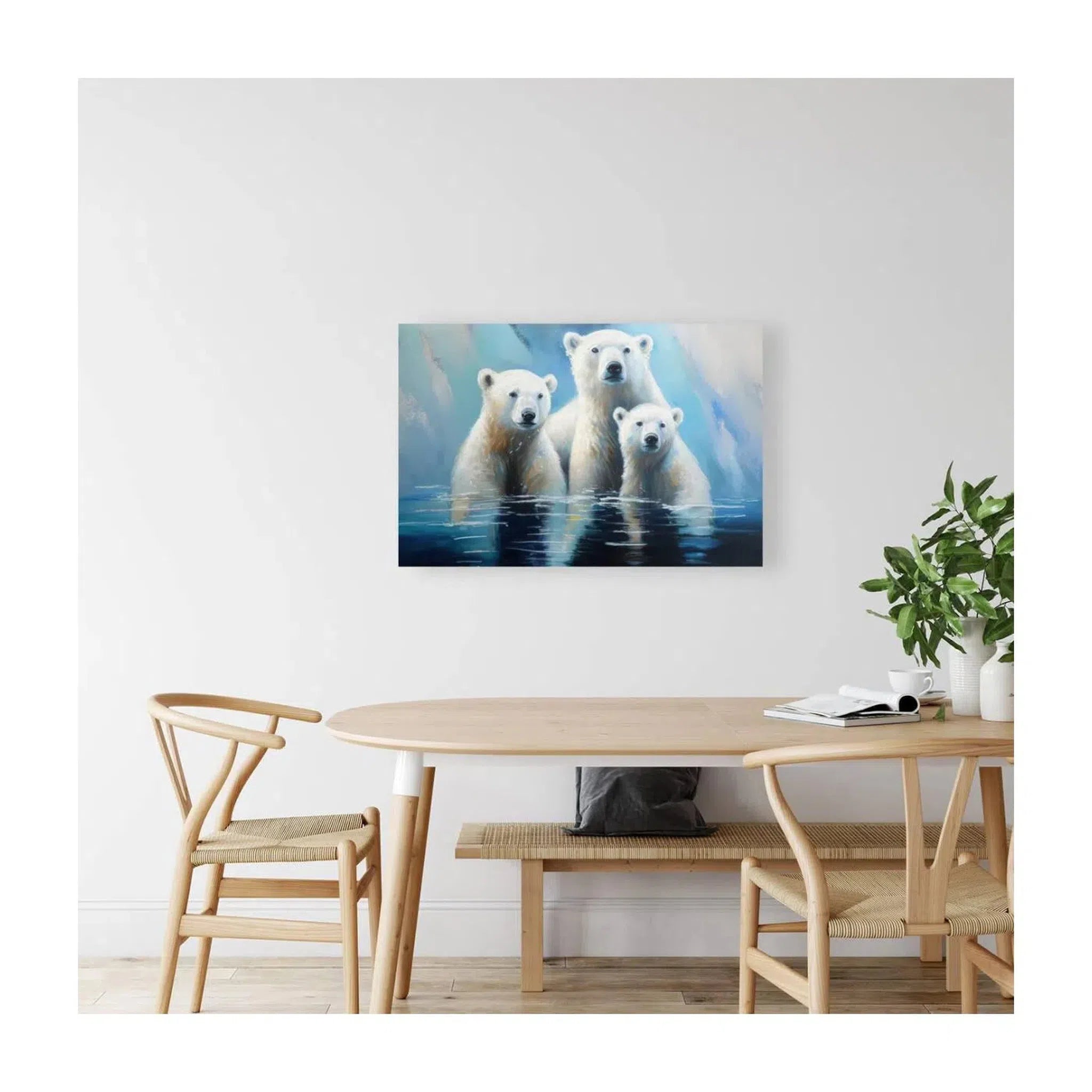 Polar Bear Cubs In Winter, Animal Art Print 32100 Visual Wall Art