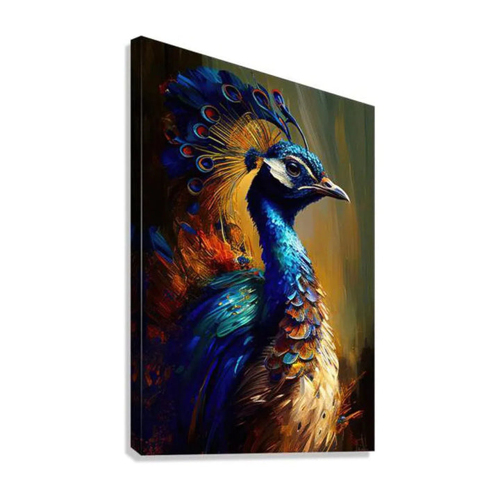 Portrait Of A Peafowl, Pavo Cristatus, Bird Art Print 23250 Giclée Stretched Canvas Print Visual Wall Art