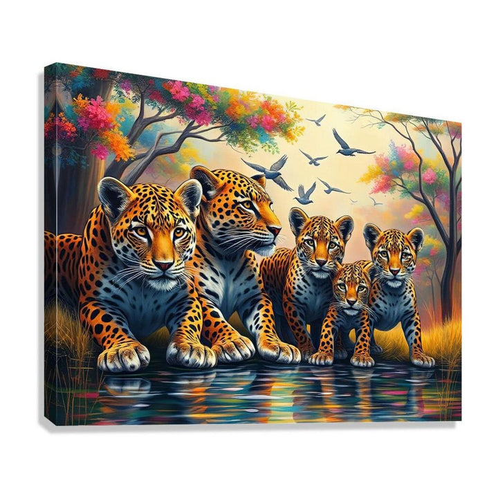 Pride Of Leopards, Animal Art Print 43827 Giclée Stretched Canvas Print Visual Wall Art