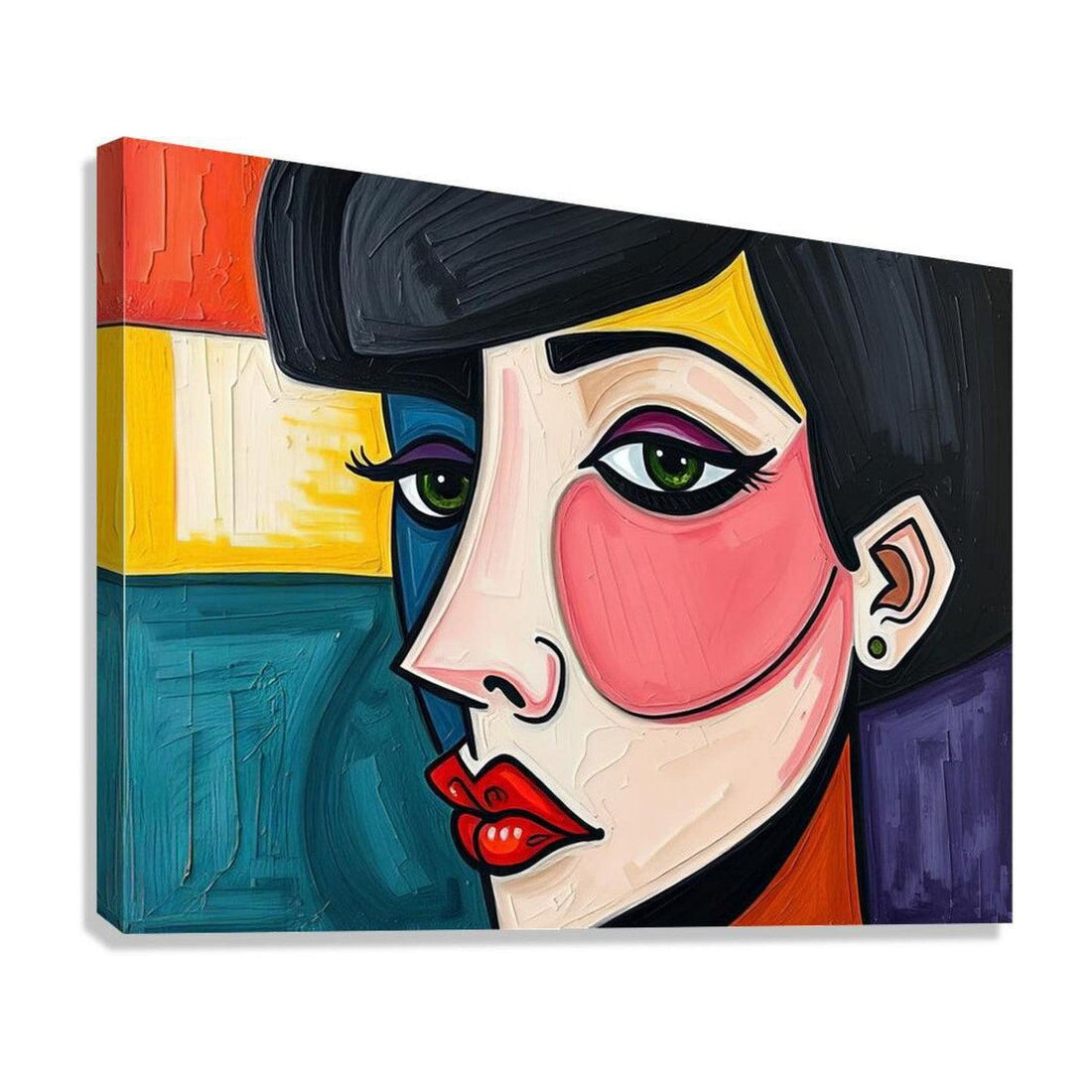 Pucker Lipped Girl, Abstract Art Print 43607 Giclée Stretched Canvas Print Visual Wall Art