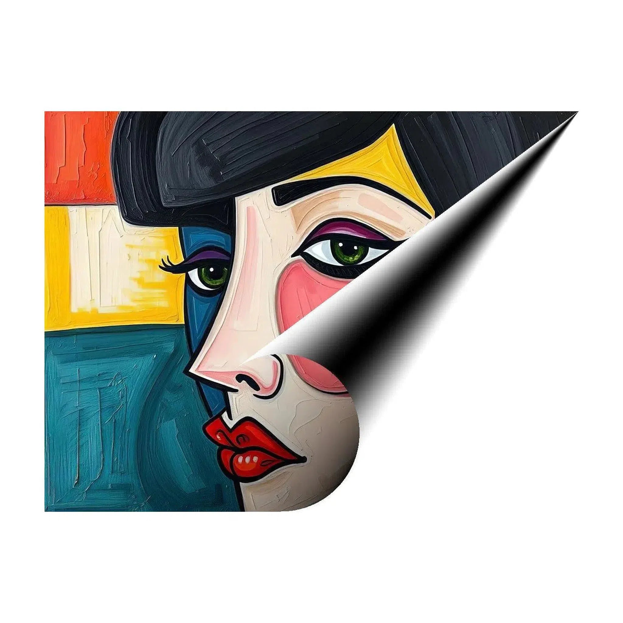 Pucker Lipped Girl, Abstract Art Print 43607 Giclée Rolled Canvas Print Visual Wall Art