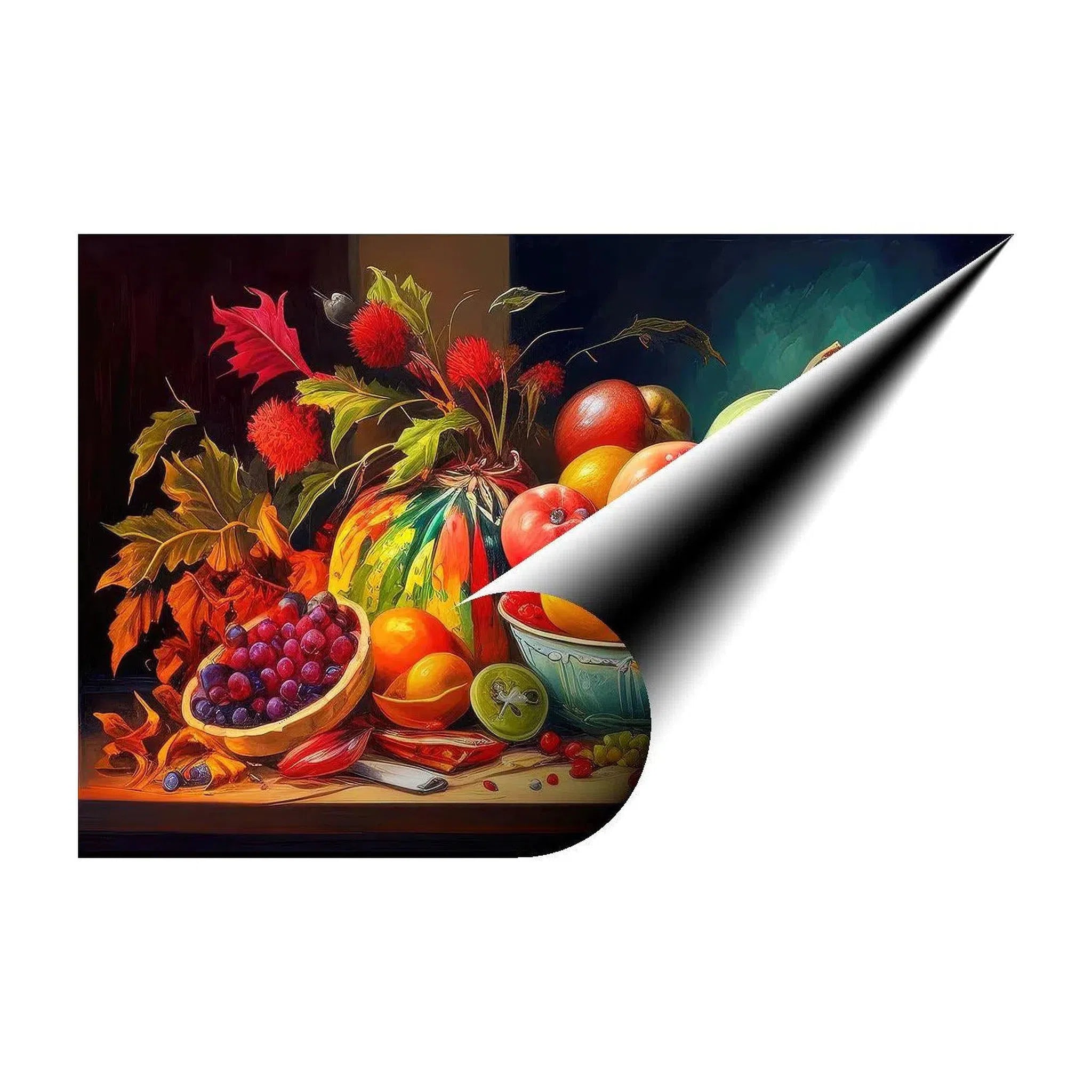 Pumpkins And Apples Fruits, Still Life Nature Art Print 32613 Giclée Fine Art Matte Paper Print Visual Wall Art