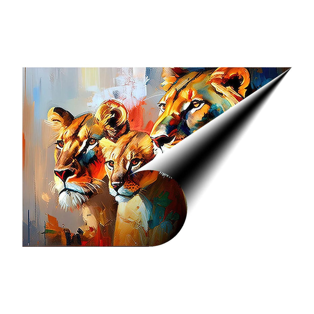 Queen Lions And Cubs, Animal Art Print 32103 Giclee Rolled Canvas Print Visual Wall Art