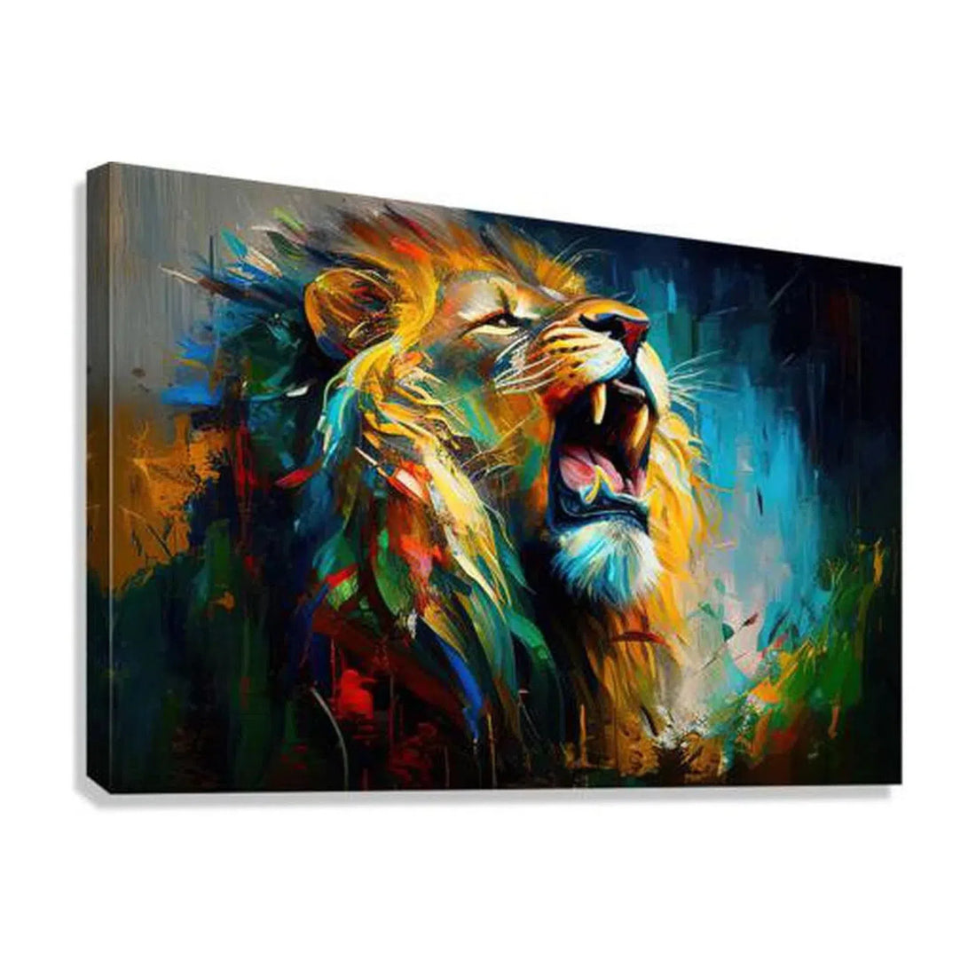 Raging African King Lion, Animal Art Print 32105 Giclée Stretched Canvas Print Visual Wall Art