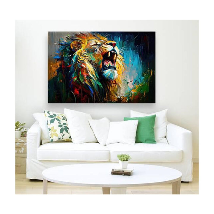 Raging African King Lion, Animal Art Print 32105 Visual Wall Art