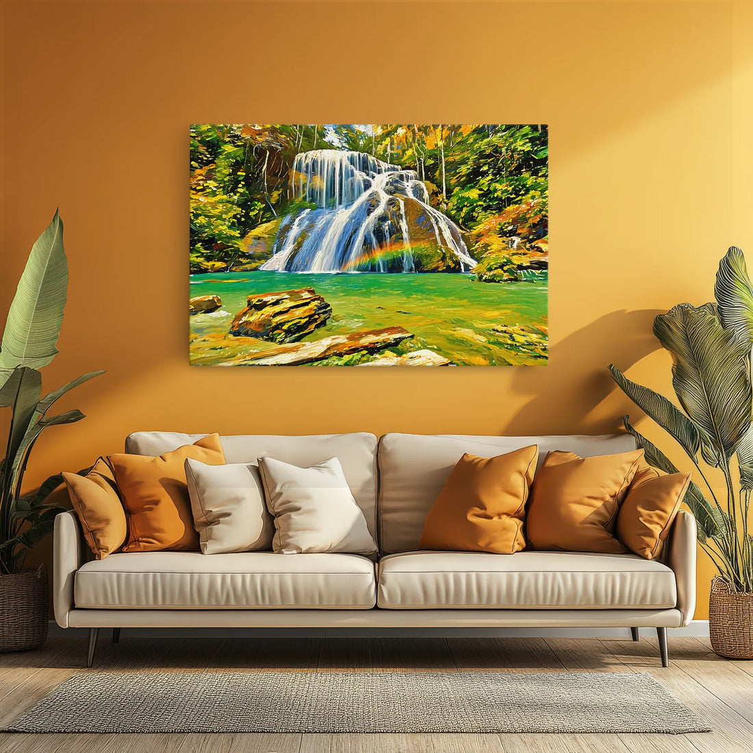Rainbow Waterfall in Forest Giclée Print 323037 Visual Wall Art AR3:2H Giclée Print
