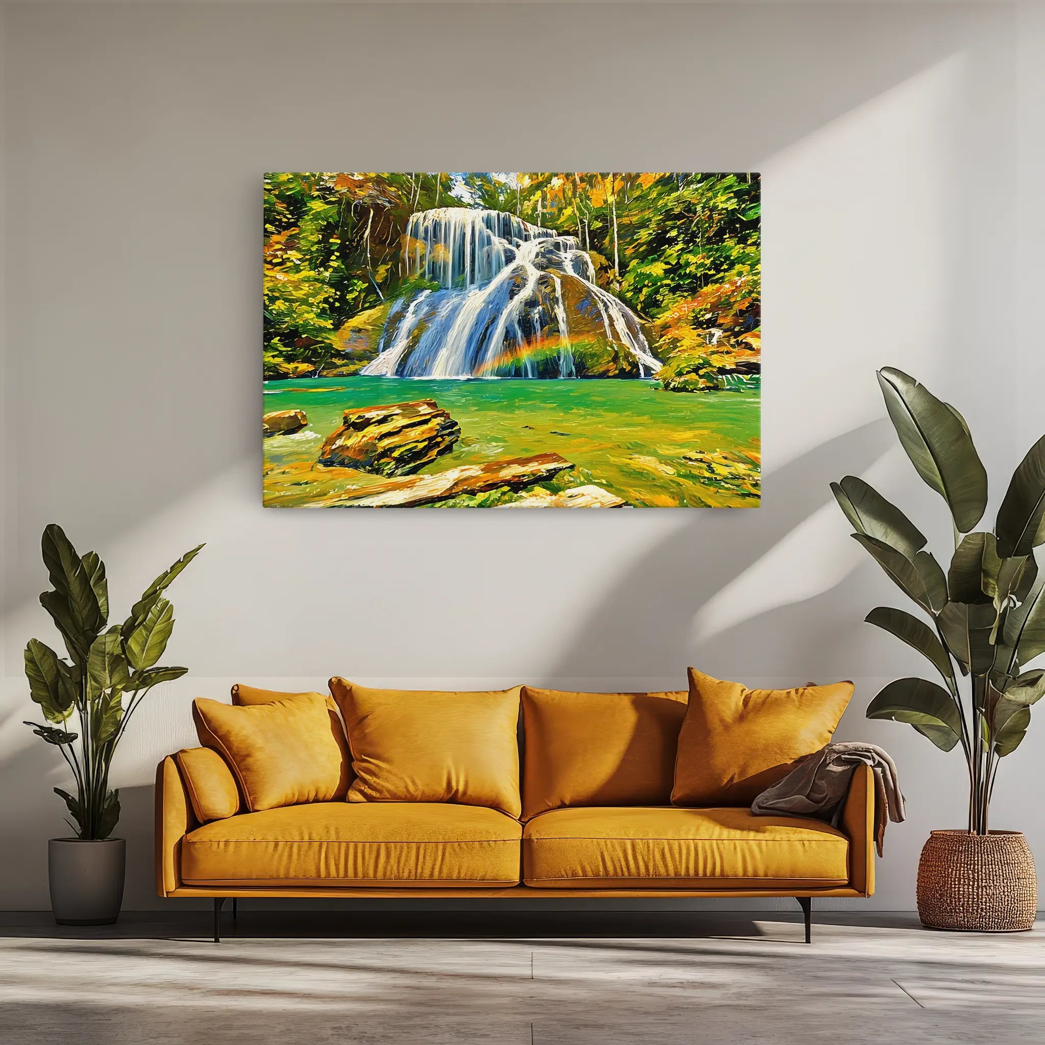 Rainbow Waterfall in Forest Giclée Print 323037 Visual Wall Art AR3:2H Giclée Print