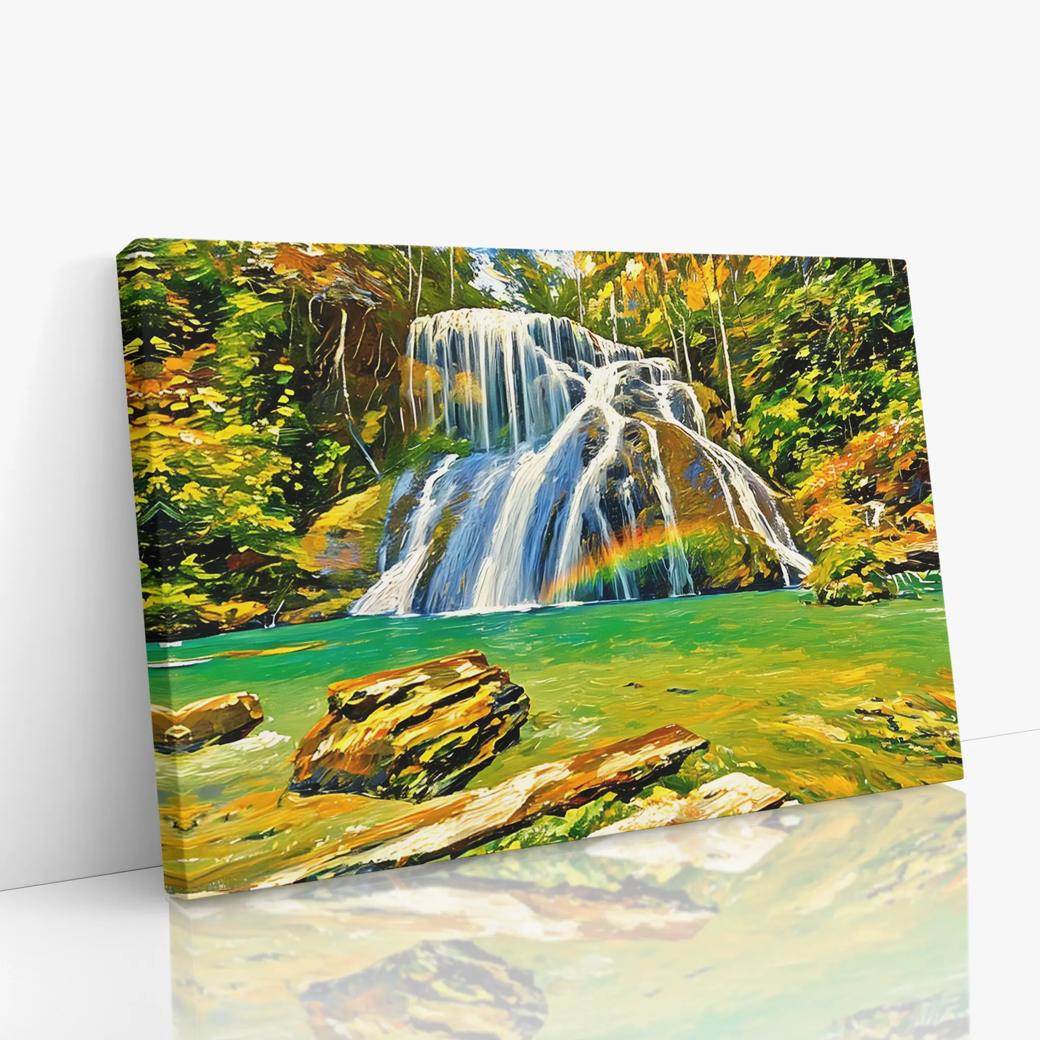 Rainbow Waterfall in Forest Giclée Print 323037 Visual Wall Art AR3:2H Giclée Print