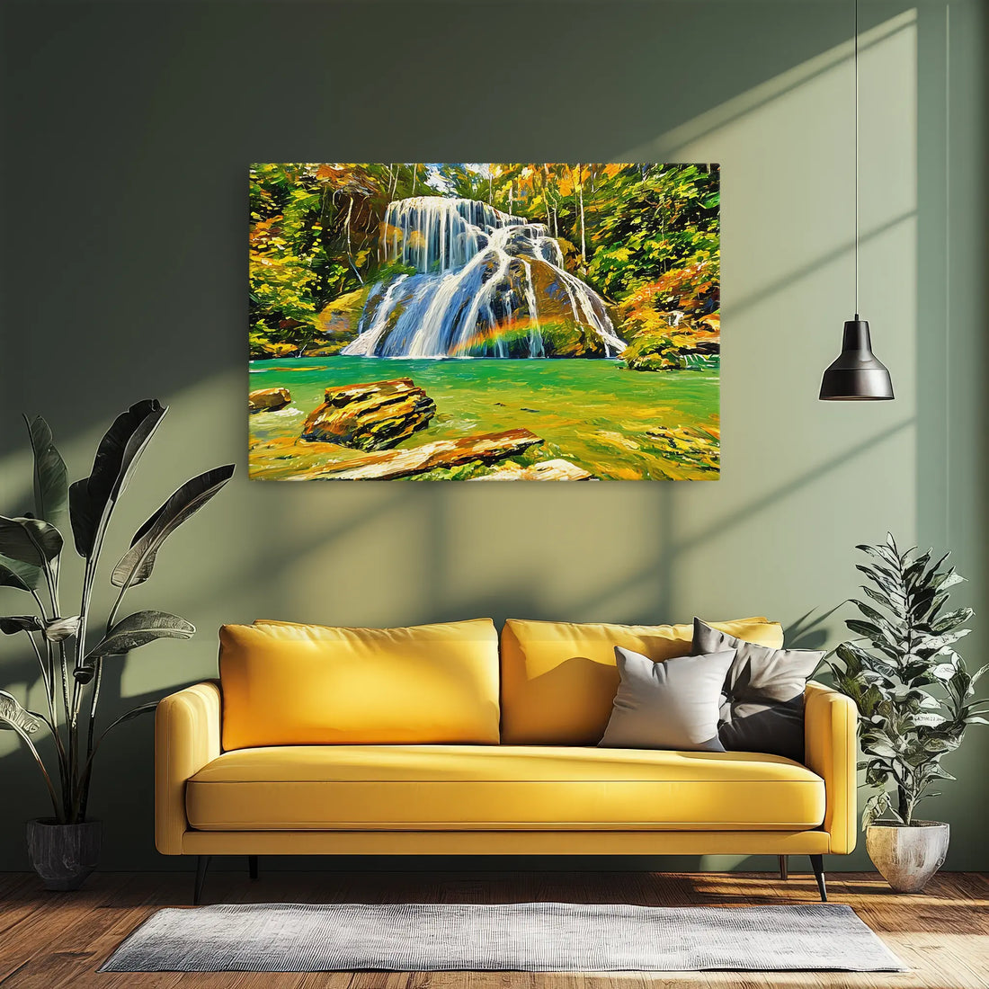 Rainbow Waterfall in Forest Giclée Print 323037 Visual Wall Art AR3:2H Giclée Print