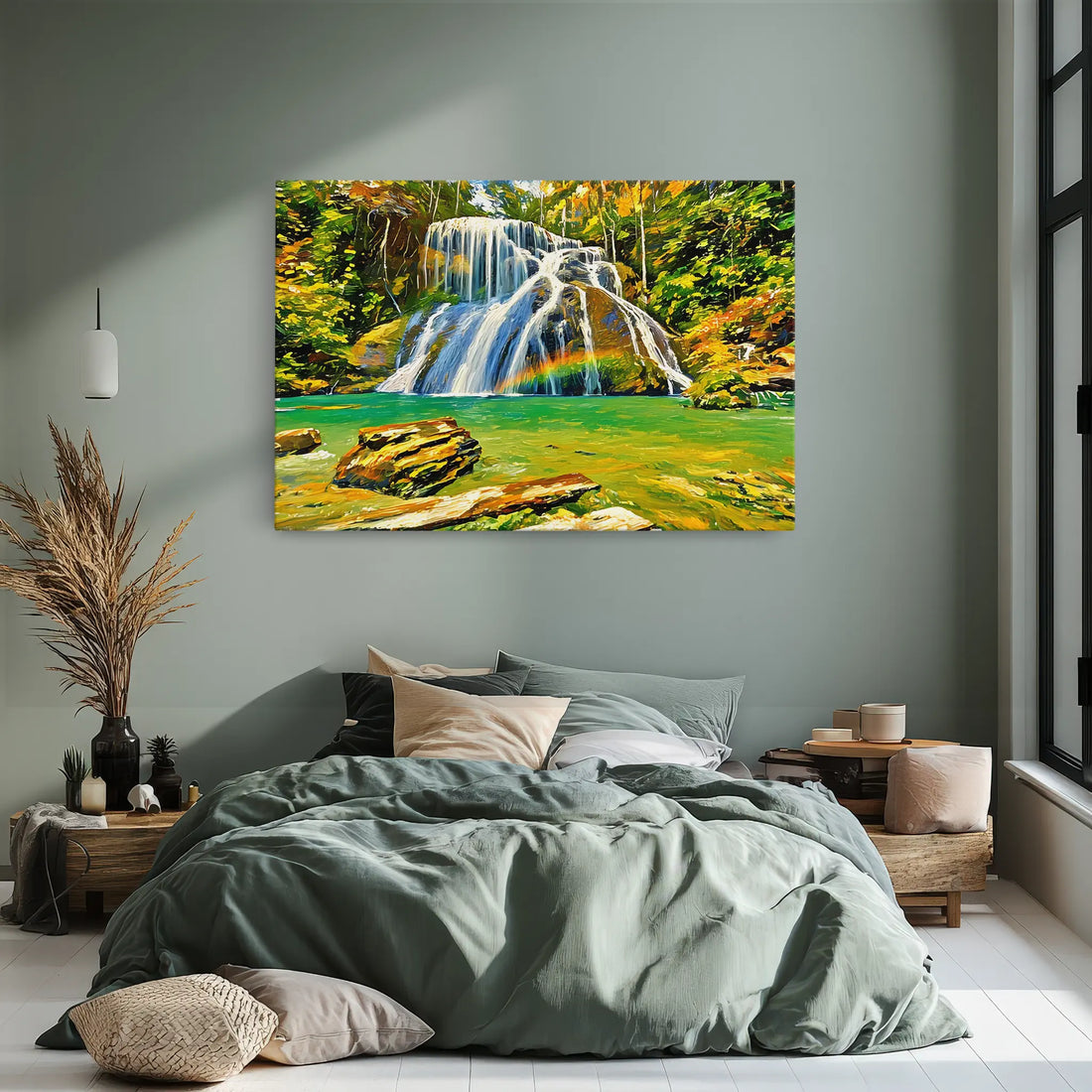 Rainbow Waterfall in Forest Giclée Print 323037 Visual Wall Art AR3:2H Giclée Print