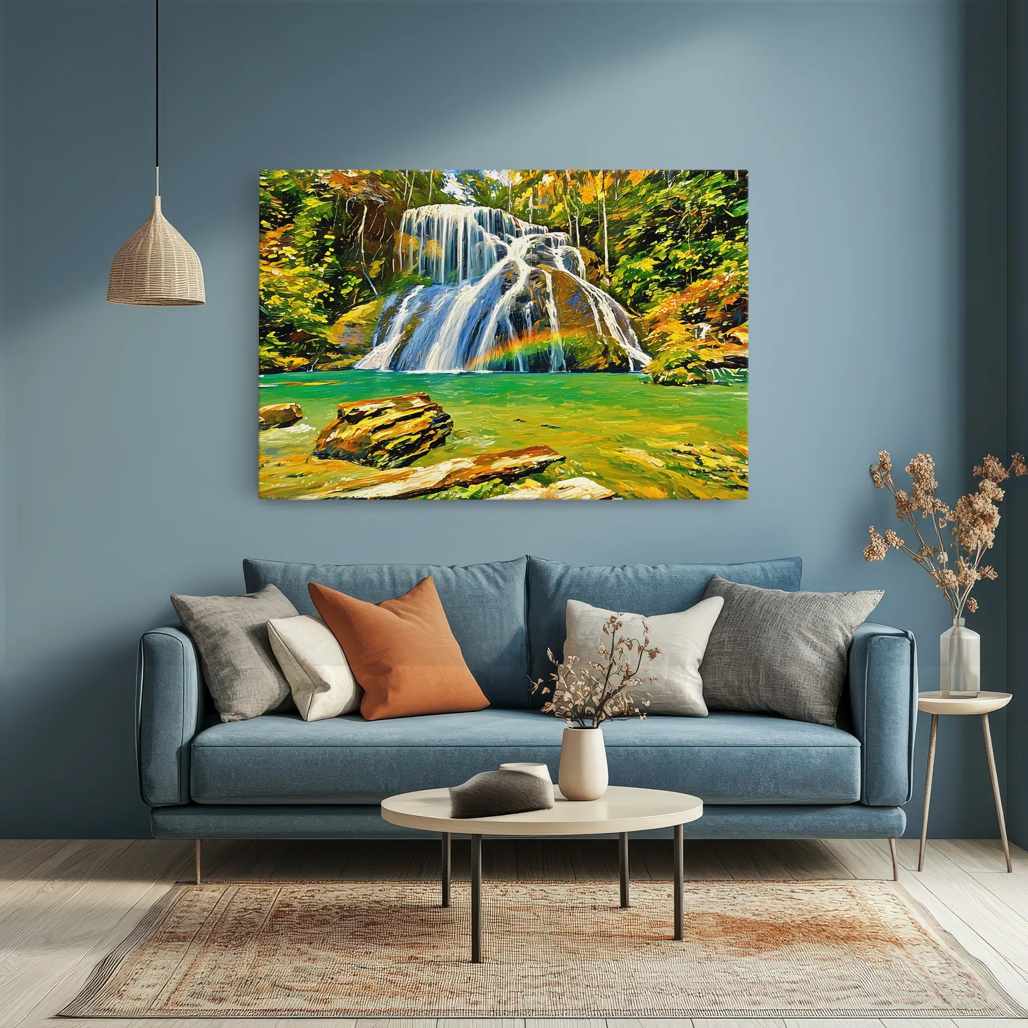 Rainbow Waterfall in Forest Giclée Print 323037 Visual Wall Art AR3:2H Giclée Print