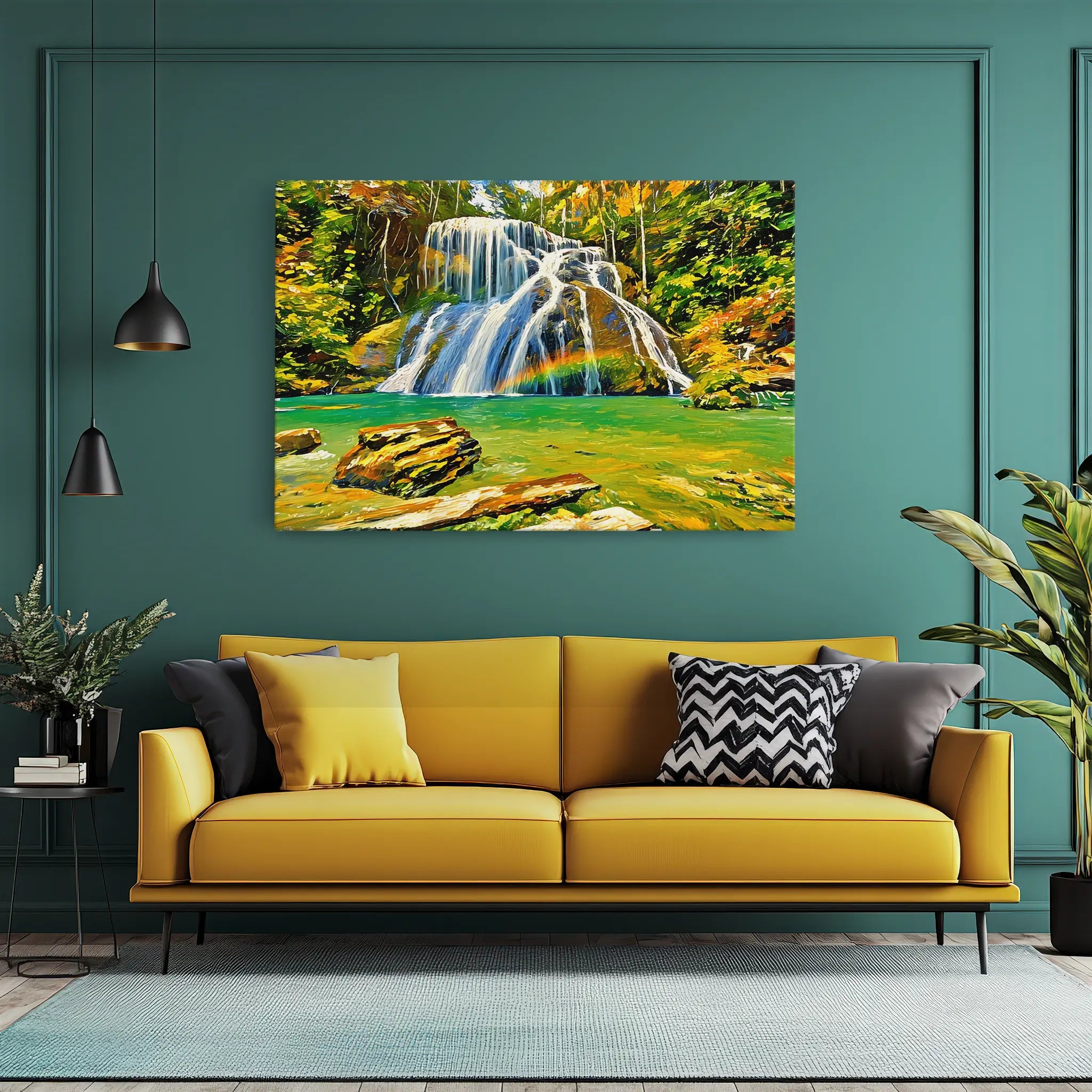 Rainbow Waterfall in Forest Giclée Print 323037 Visual Wall Art AR3:2H Giclée Print