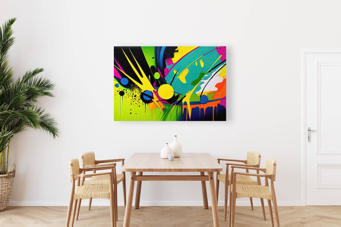 Lemon Green, Modern 32806 Geometric Abstract, Printed Artwork