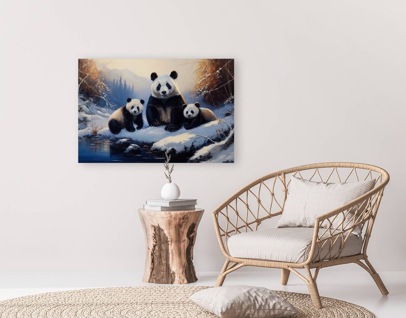 Pandas Near River , Animal Art Print 32901 Visual Wall Art